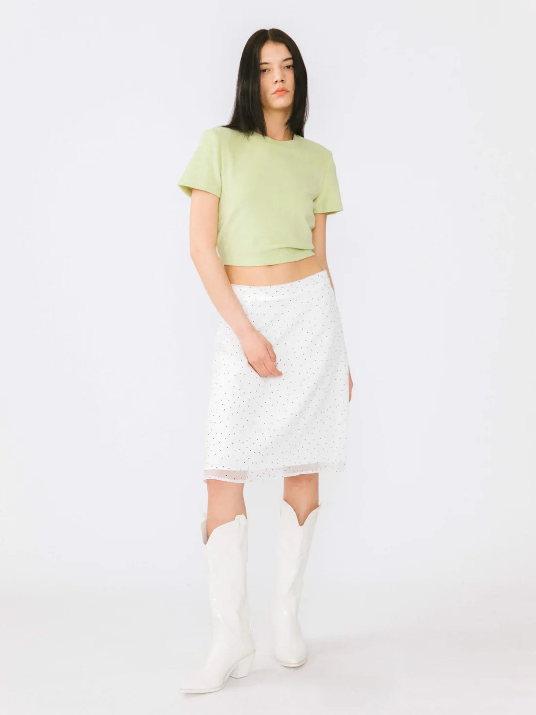 Double Layered Polka Dot Mesh Skirt