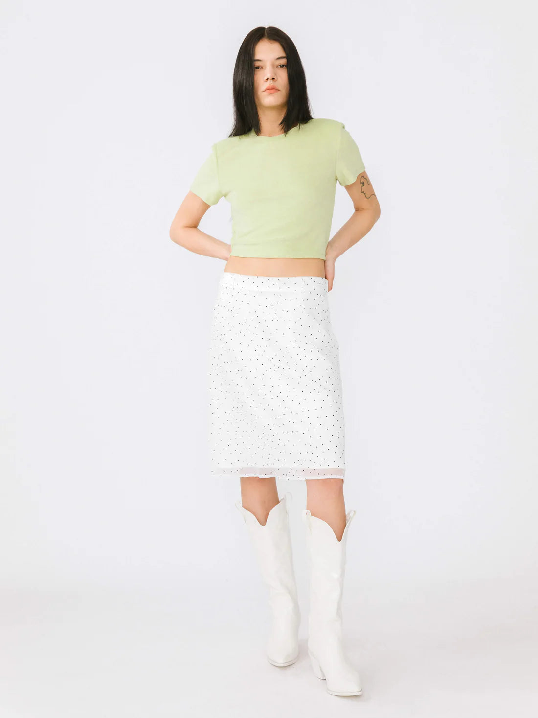Double Layered Polka Dot Mesh Skirt — view 3