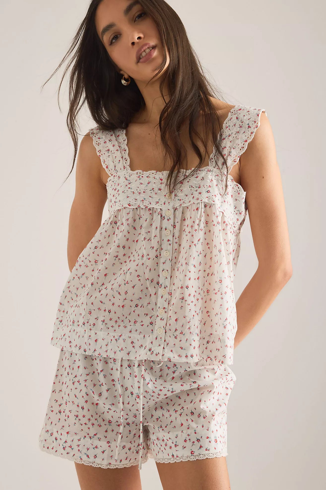 Harrietta Button-Through Cami in Pink Floral