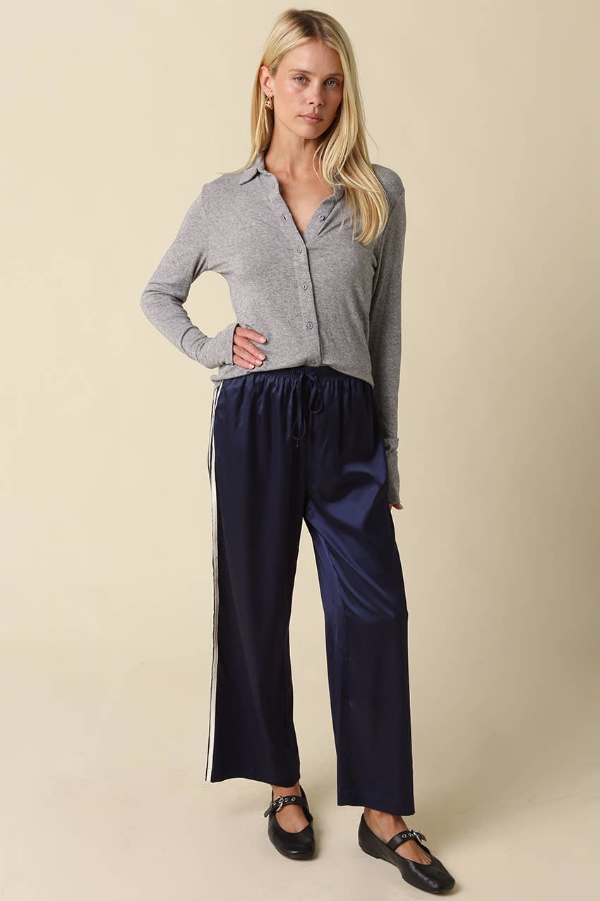Elena Long Sleeve Henley Knit Top in Heather Grey — styled