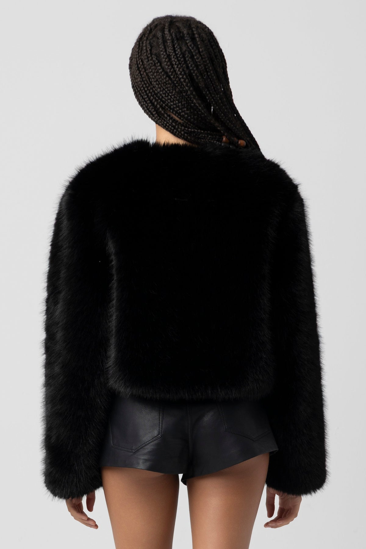 Cash Flow Faux Fur Jacket in Black — view 3