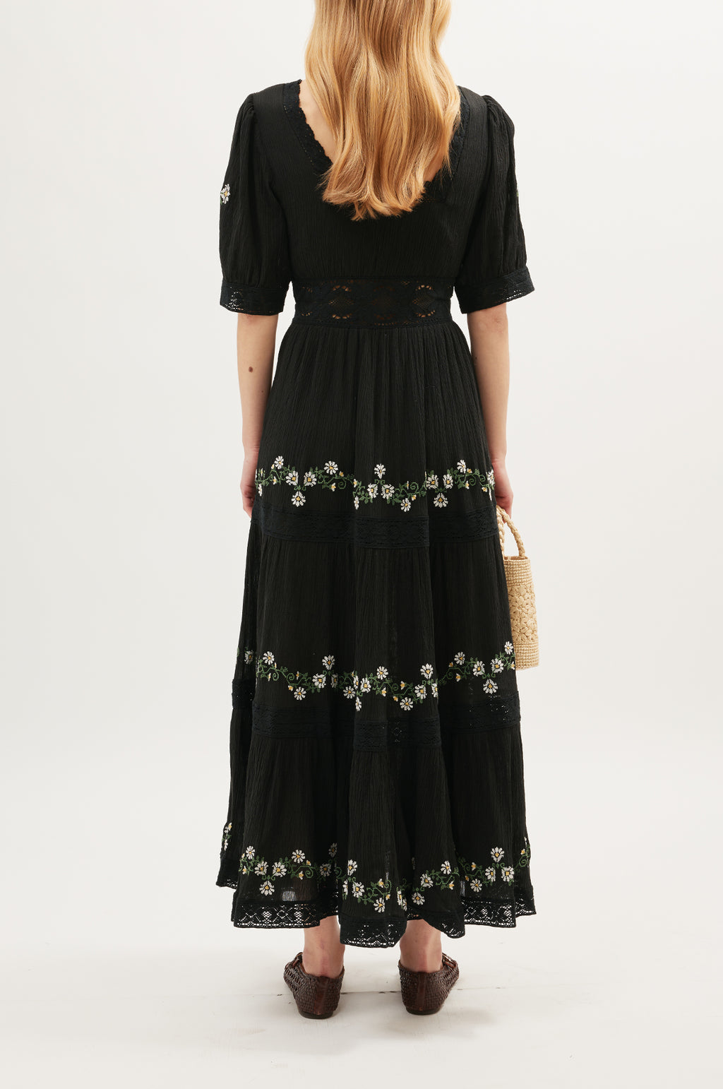 Philippa Dress in Lilia Embroidery Black — view 3