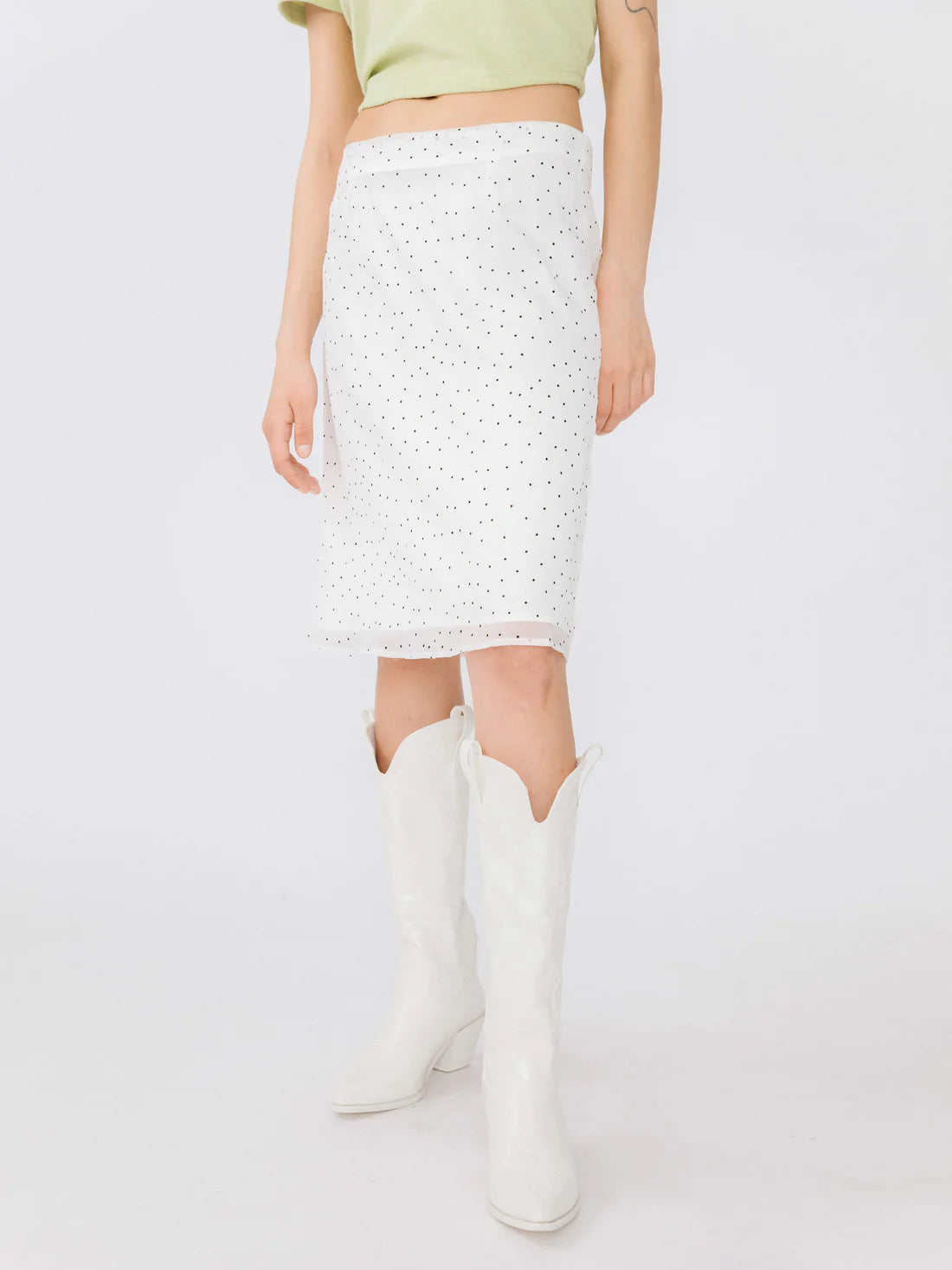 Double Layered Polka Dot Mesh Skirt — view 4