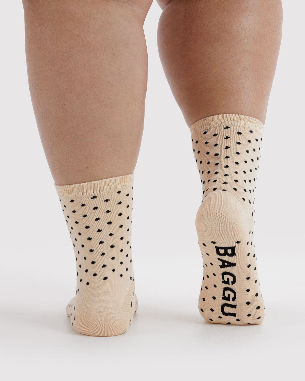 Crew Sock in Micro Cream and Black Polka Dot — view 3