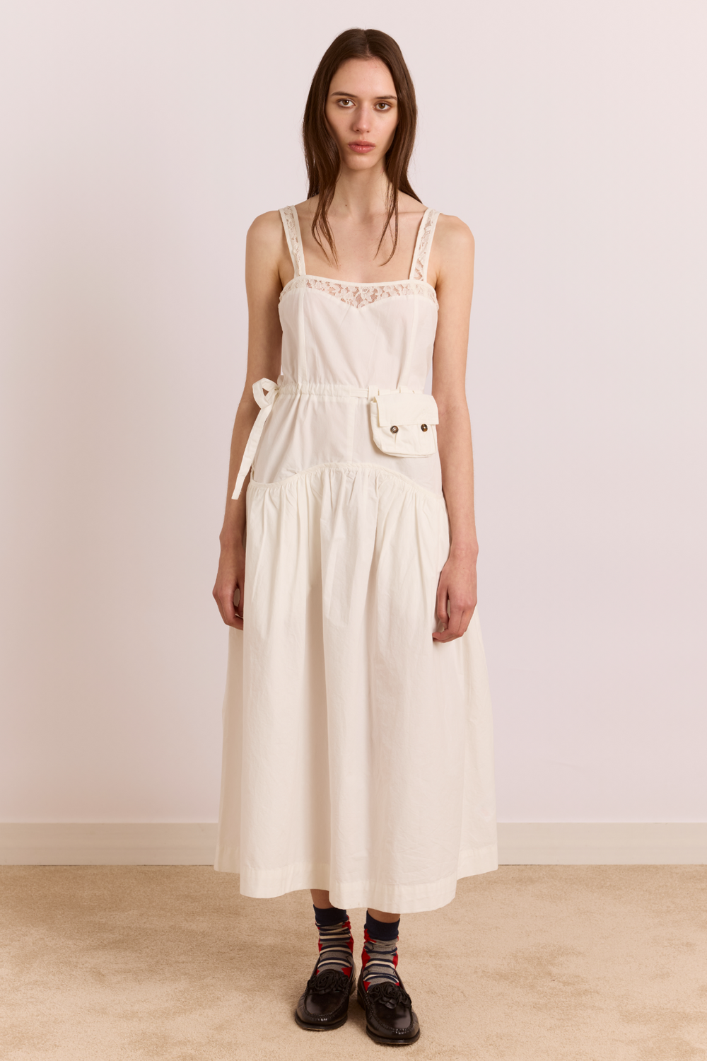 Campbell Midi Dress in White — view 3