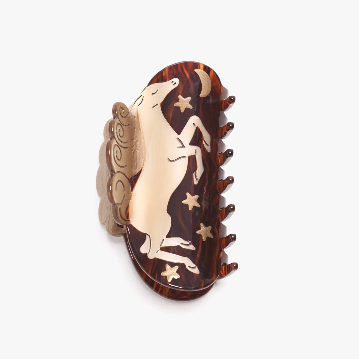 Wild At Heart White Horse Moon Stars Acetate Hair Claw Clip — view 4