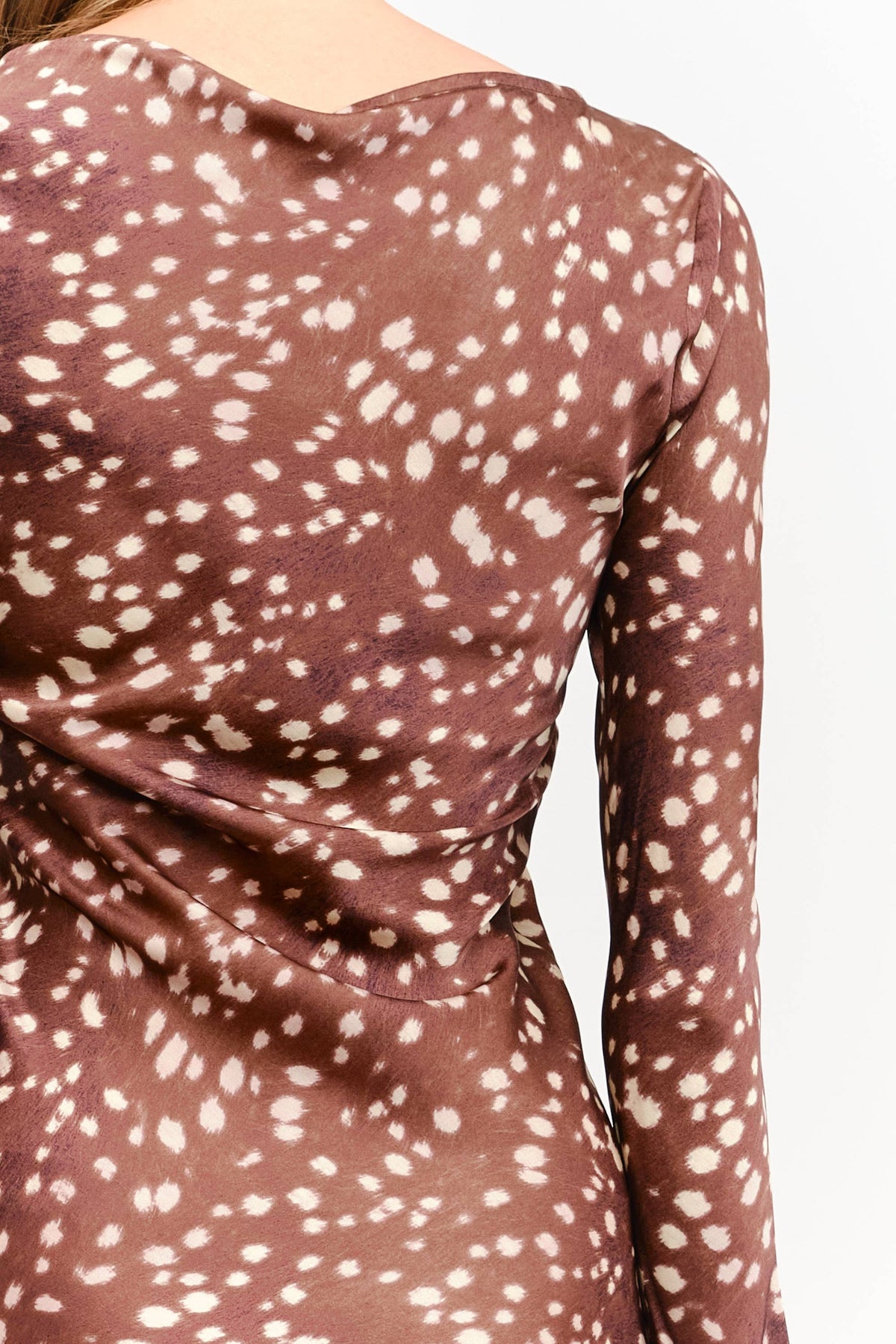 Georgie Satin Bias Cut Maxi Dress in Deer — view 9