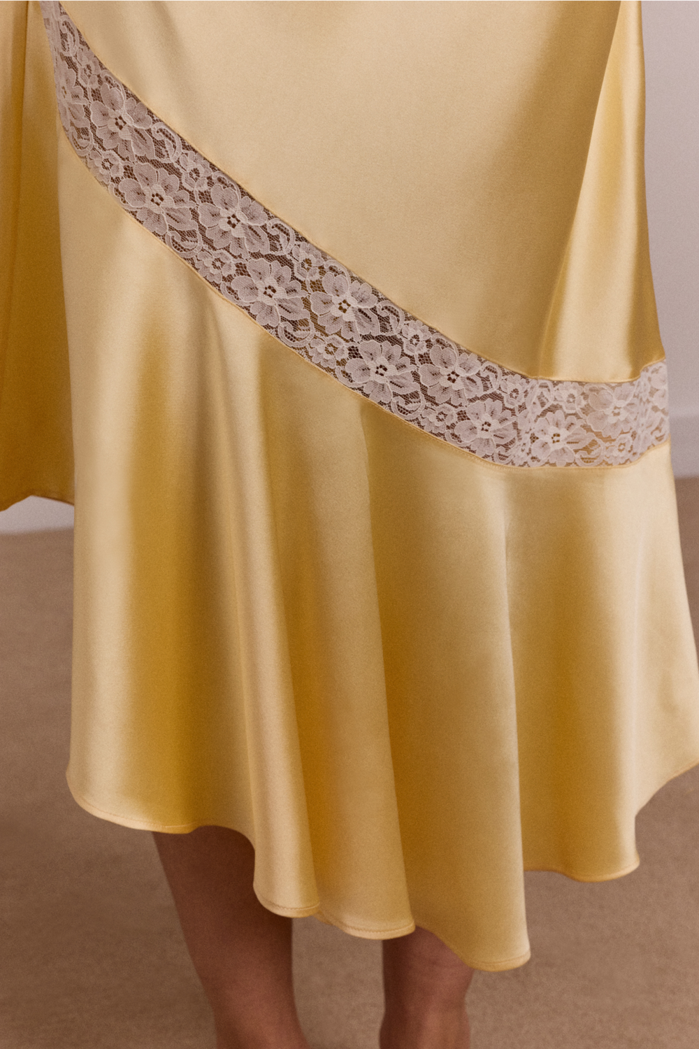 Delphia Satin Midi Skirt in Yellow — view 5