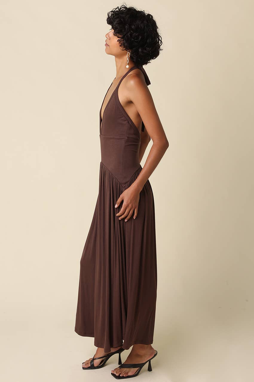 Effie Halter Maxi Knit Dress in Black