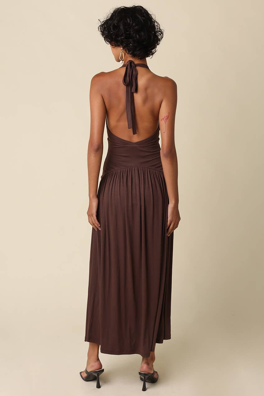 Effie Halter Maxi Knit Dress in Black