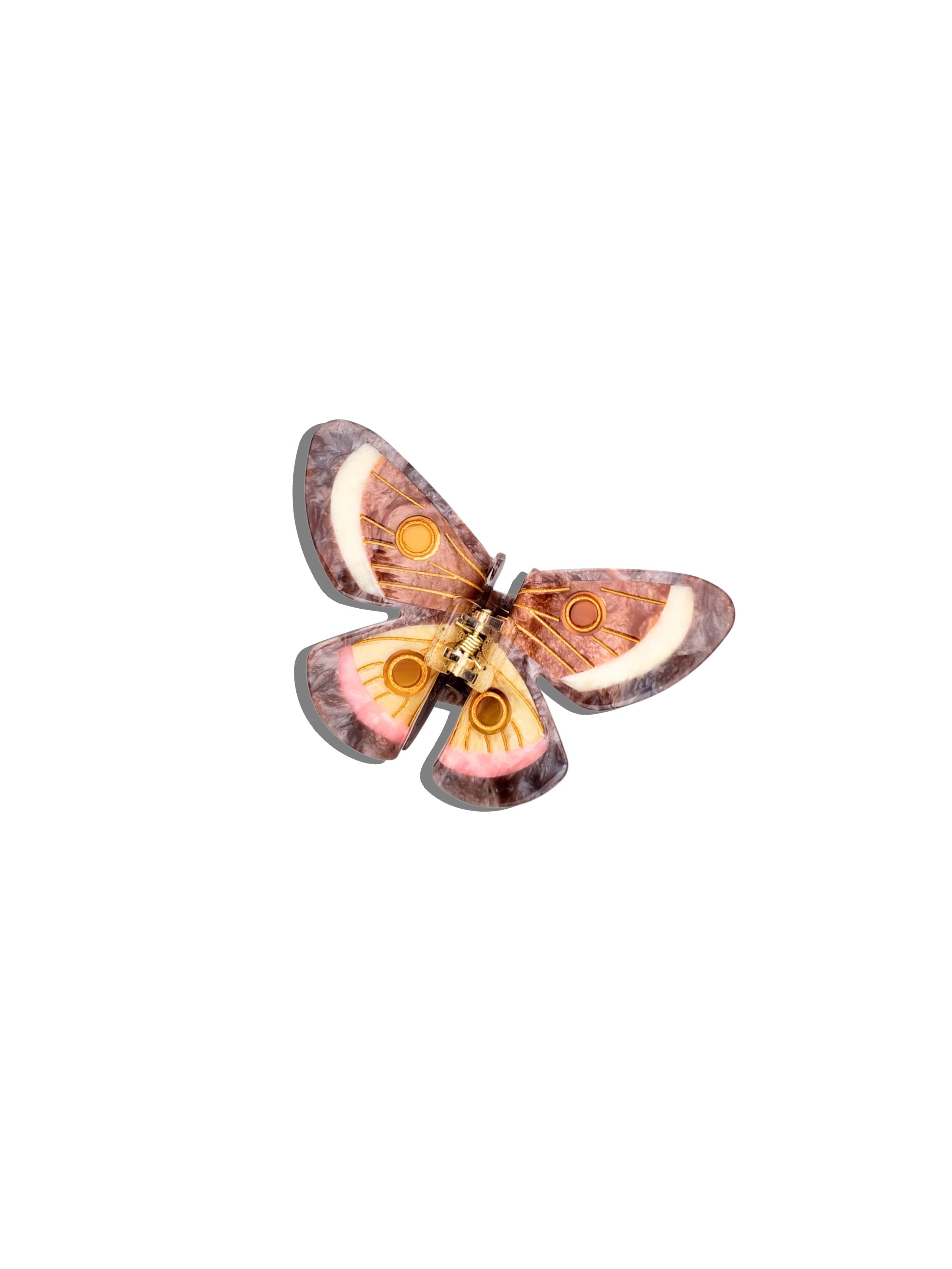 Solar Eclipse Emperor Silk Moth Claw Clip in Brown