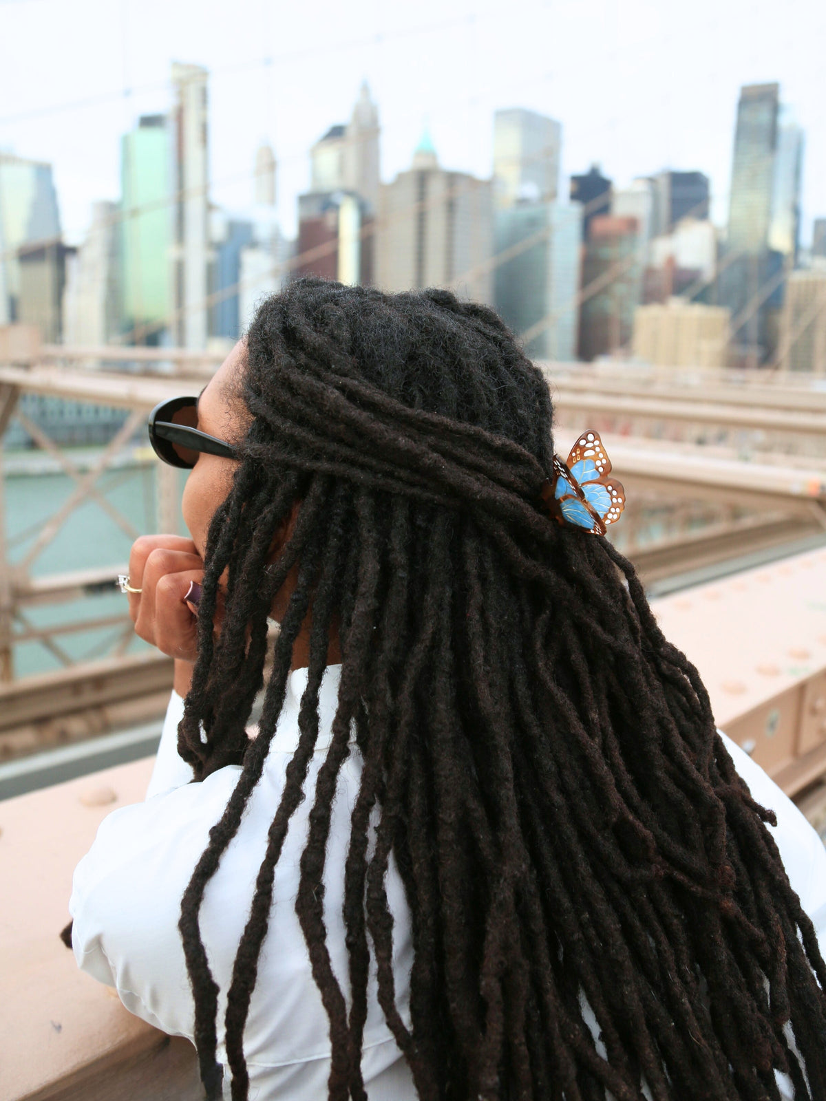 Mini Boho Monarch Claw Clip in Baby Blue — view 3