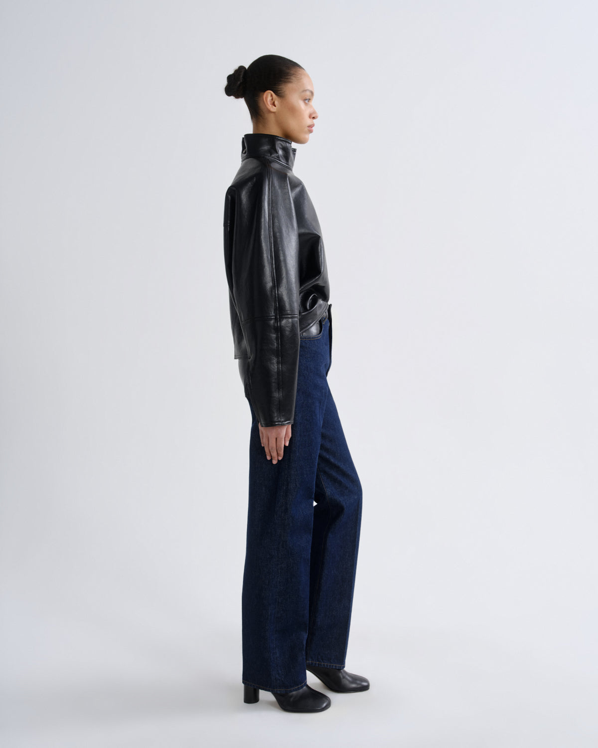 Kembra Top in Recycled Leather in Detox — view 4