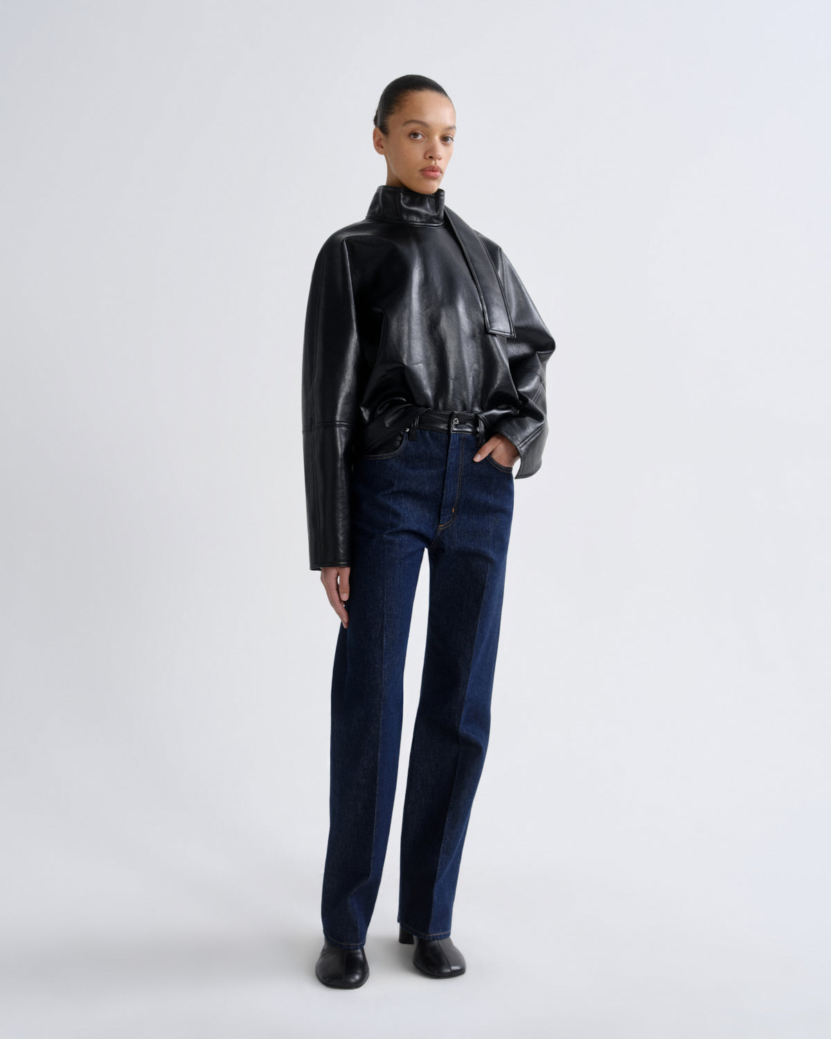 Kembra Top in Recycled Leather in Detox — view 5
