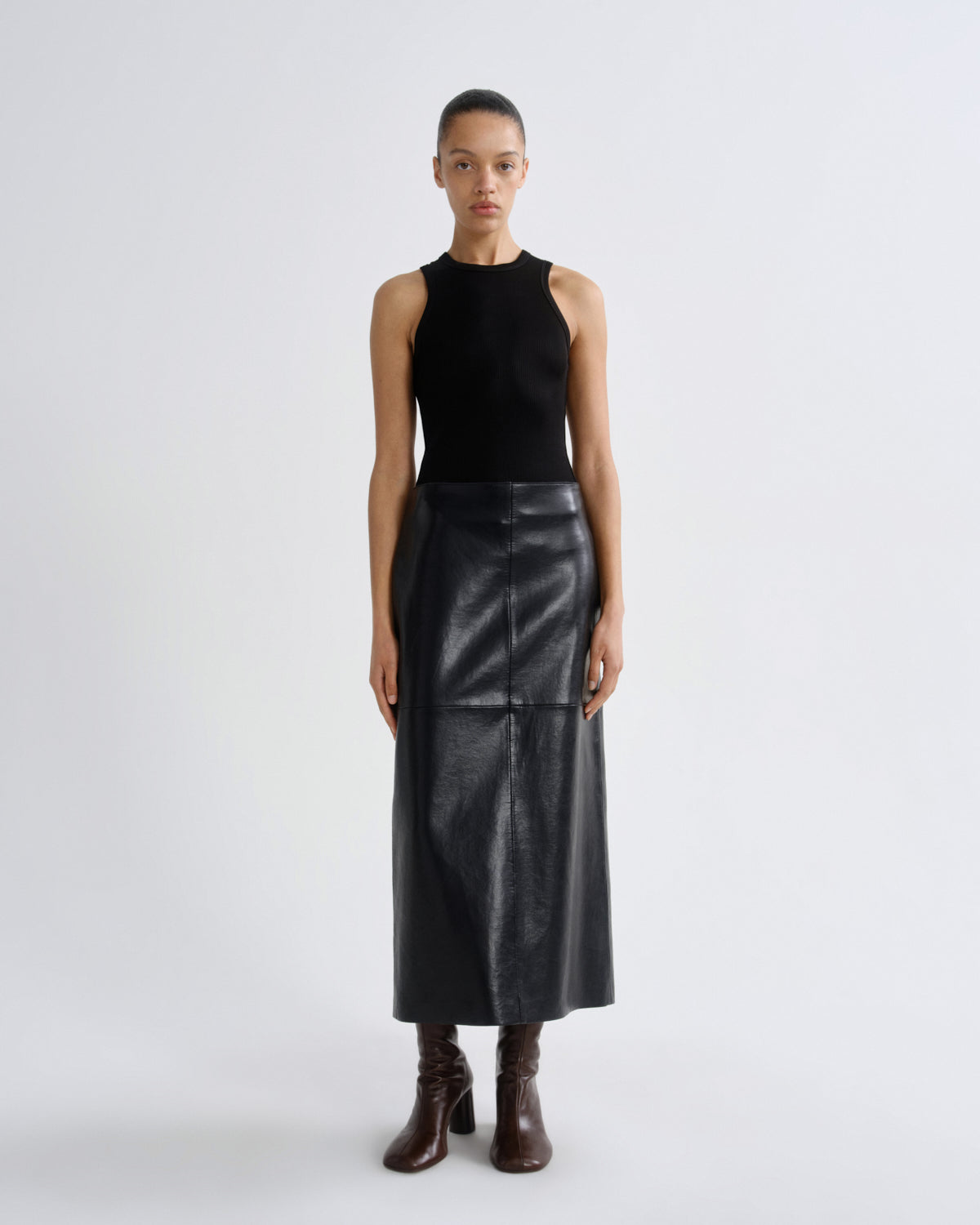 Hikson Skirt in Recycled Leather in Detox — view 1