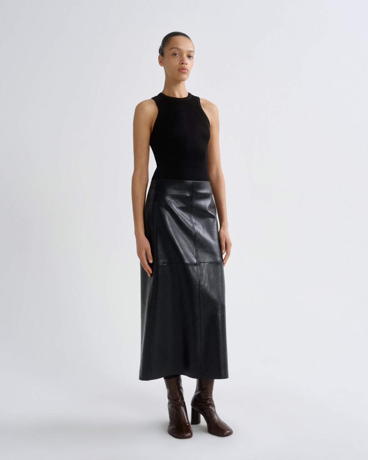 Hikson Skirt in Recycled Leather in Detox — view 4