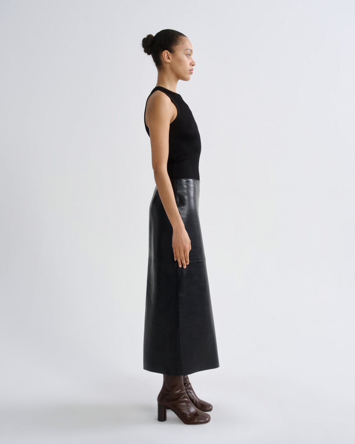 Hikson Skirt in Recycled Leather in Detox — view 3