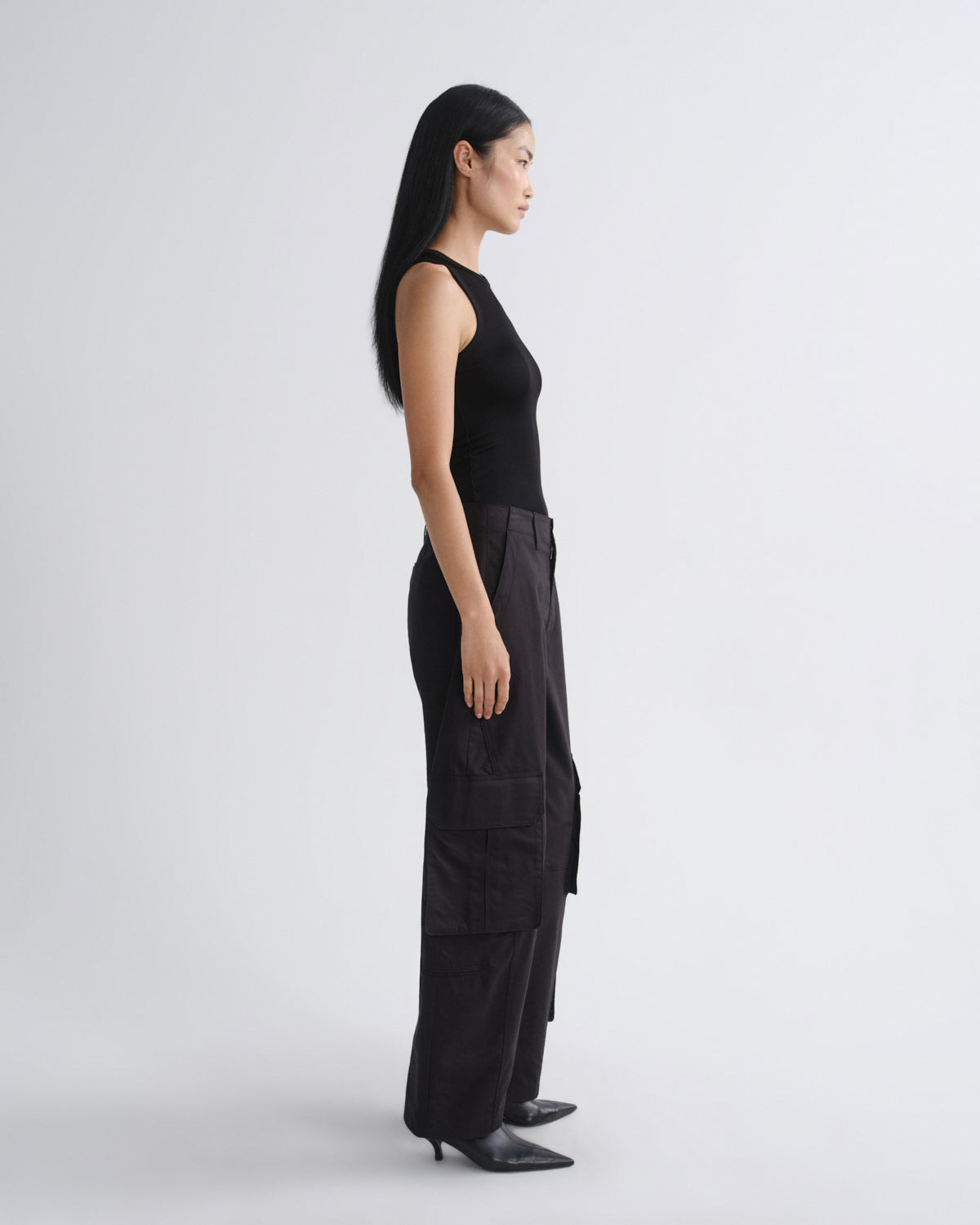 Ambika Utility Pant in Sateen in Black — view 3