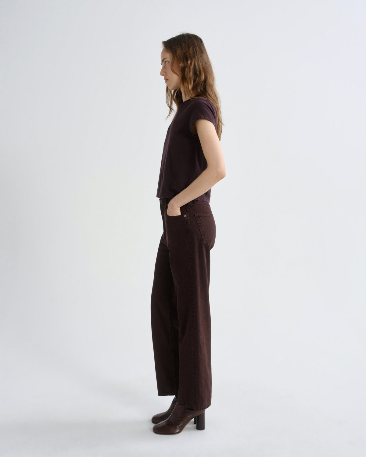 Ren High Rise Wide Leg Flyweight in Sloe Berry — view 4
