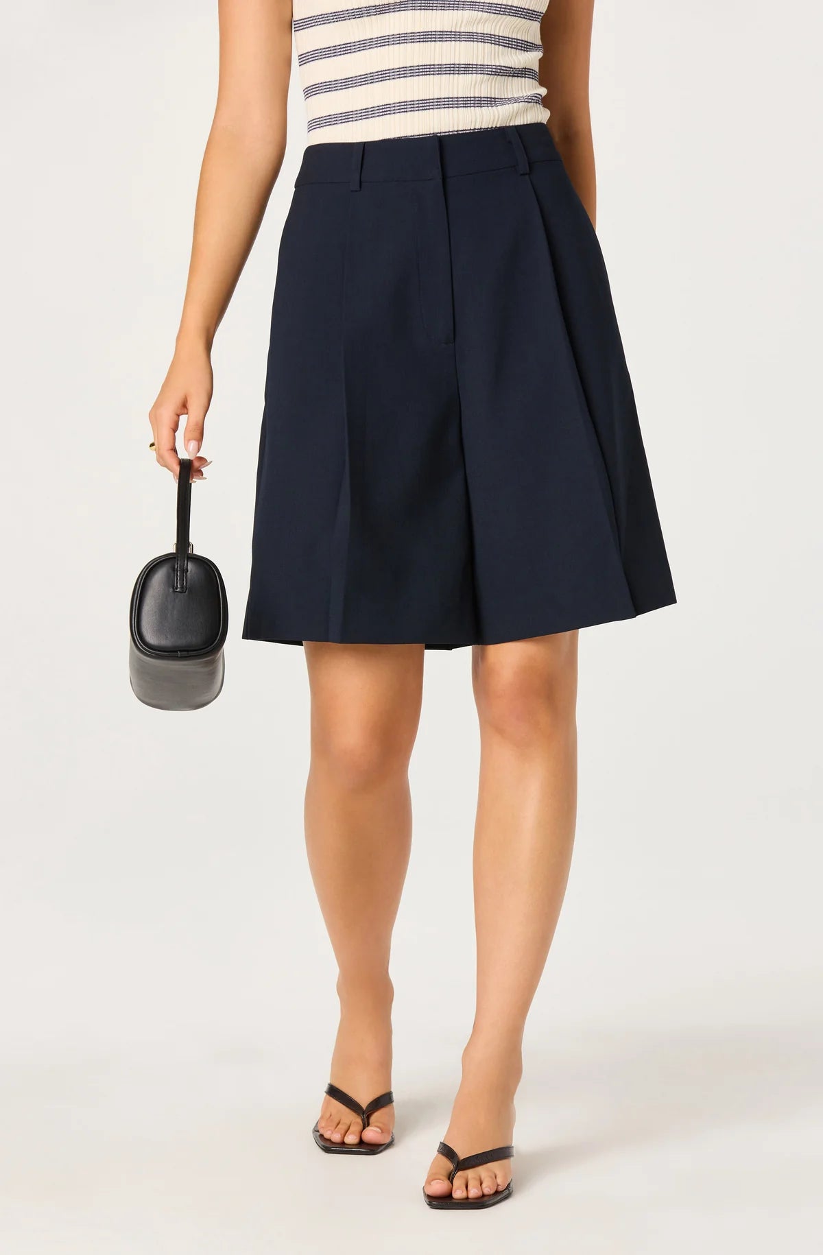 Quillie Pleated Bermuda Shorts in Navy