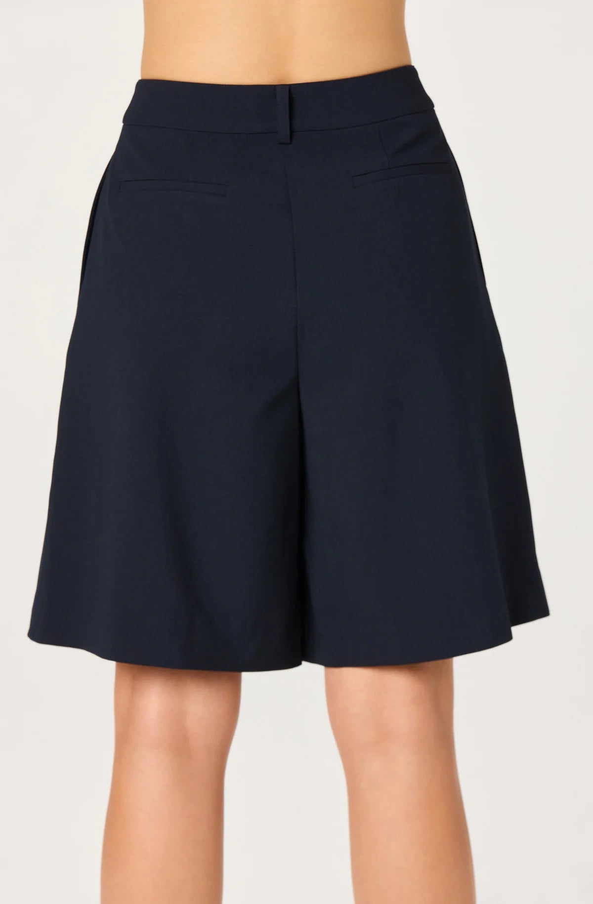 Quillie Pleated Bermuda Shorts in Navy — view 4