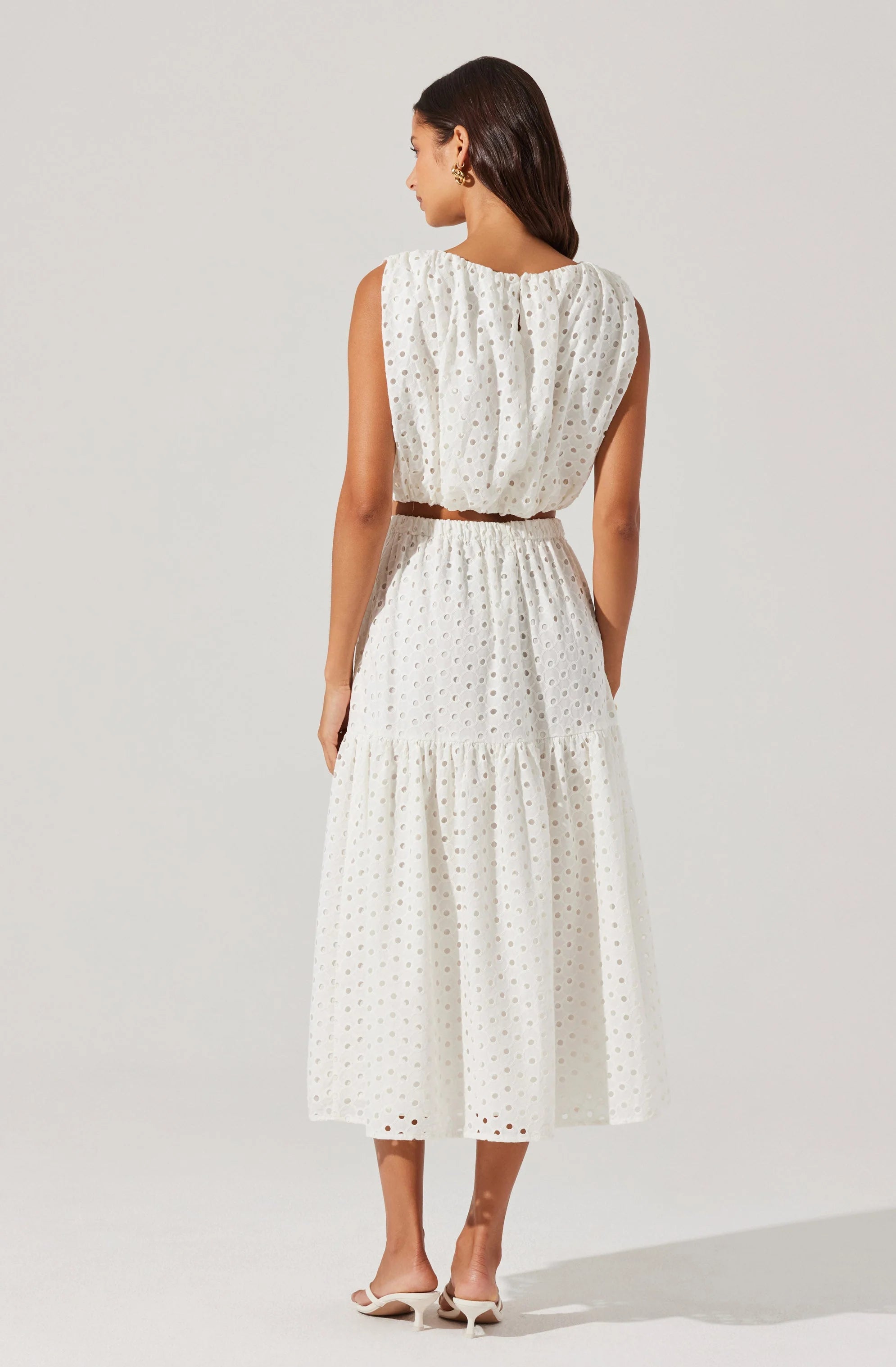 Nalley Eyelet Midi Skirt in White