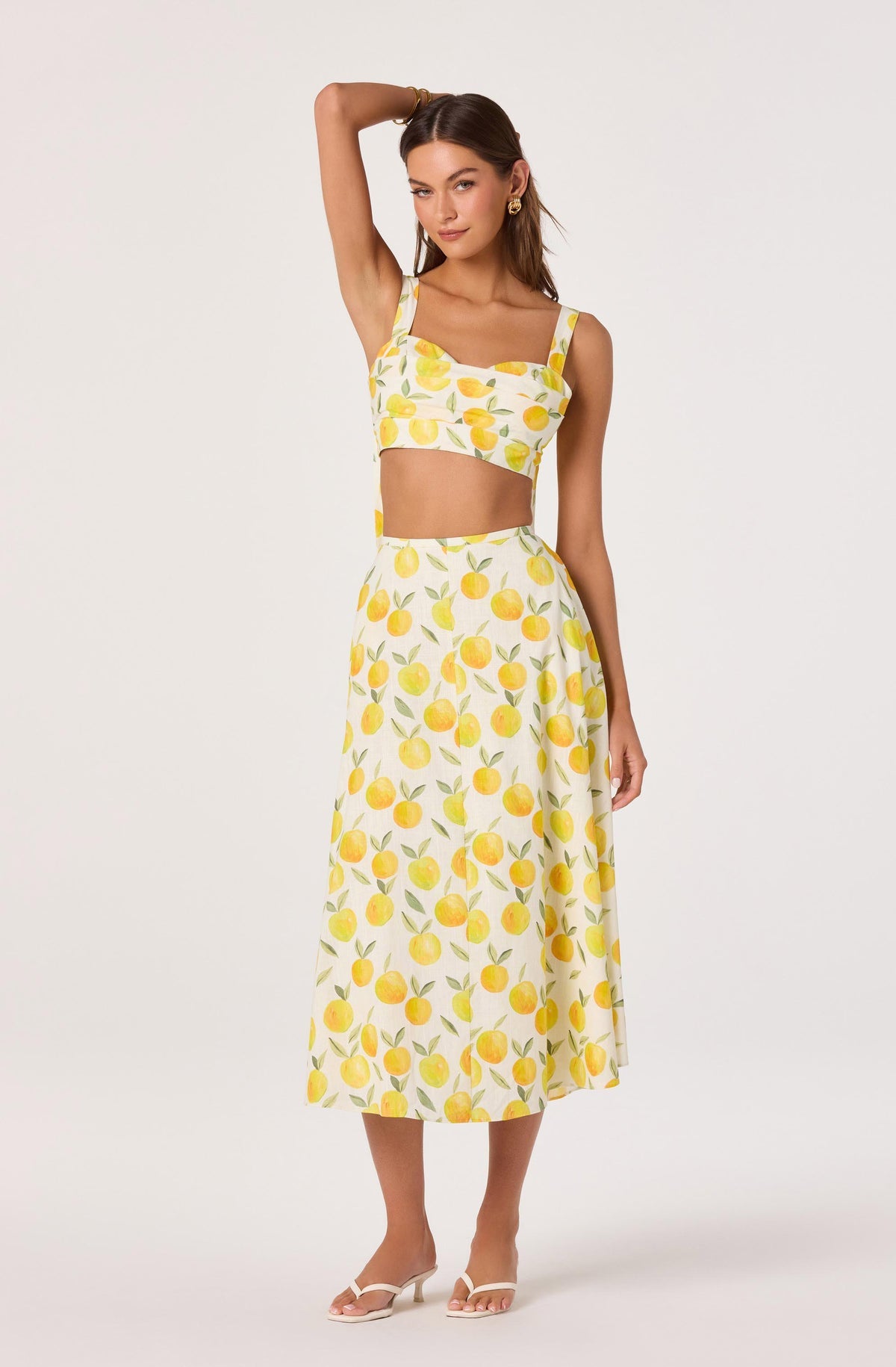 Myria Floral Linen A-Line Midi Skirt