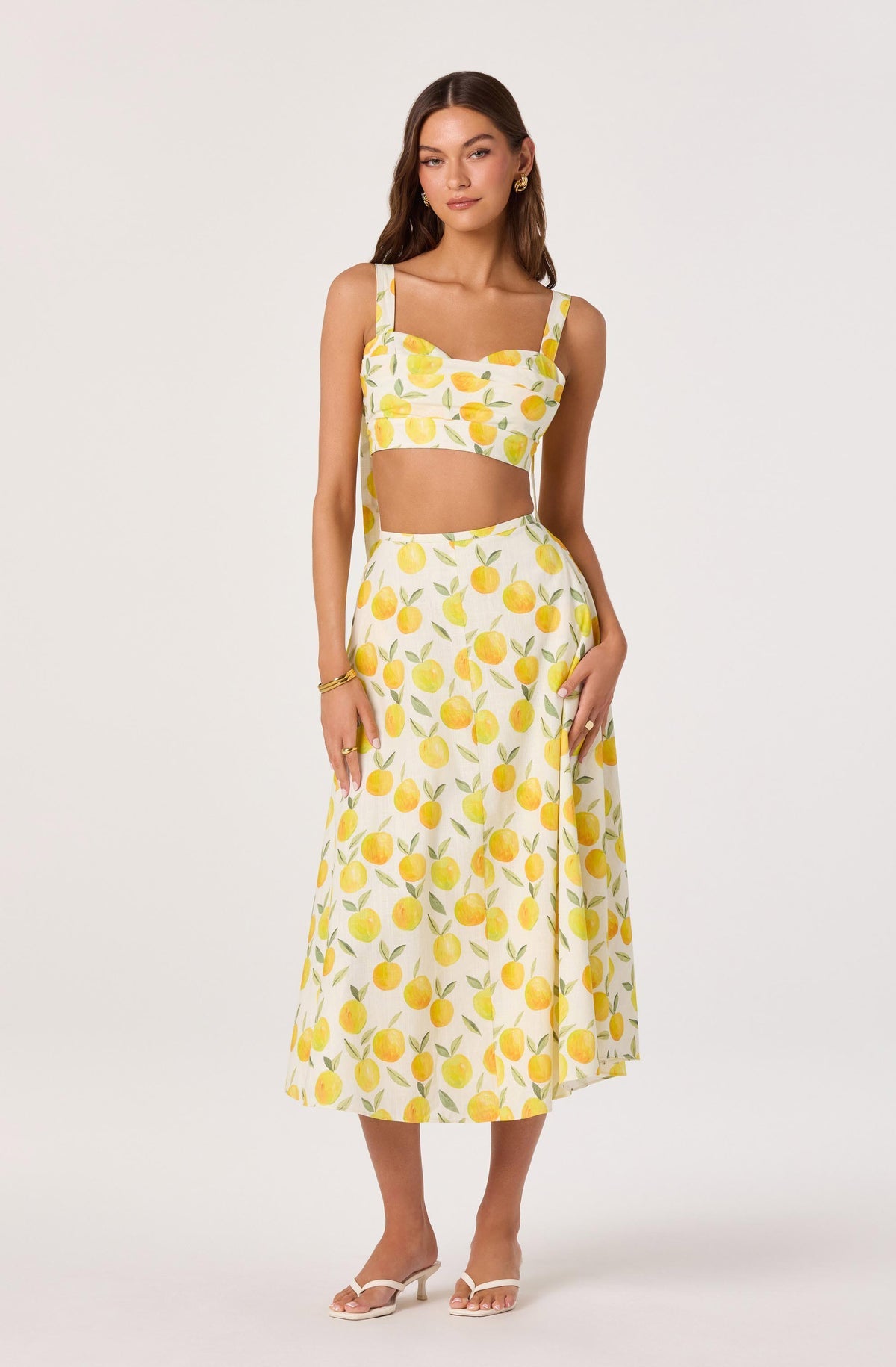Myria Floral Linen A-Line Midi Skirt