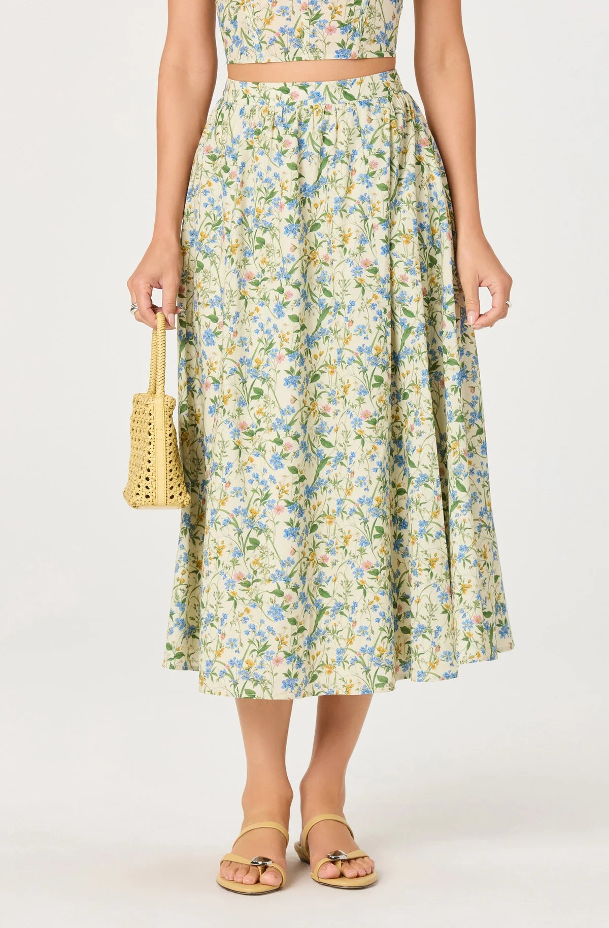 Wylda Floral Gathered A-Line Midi Skirt