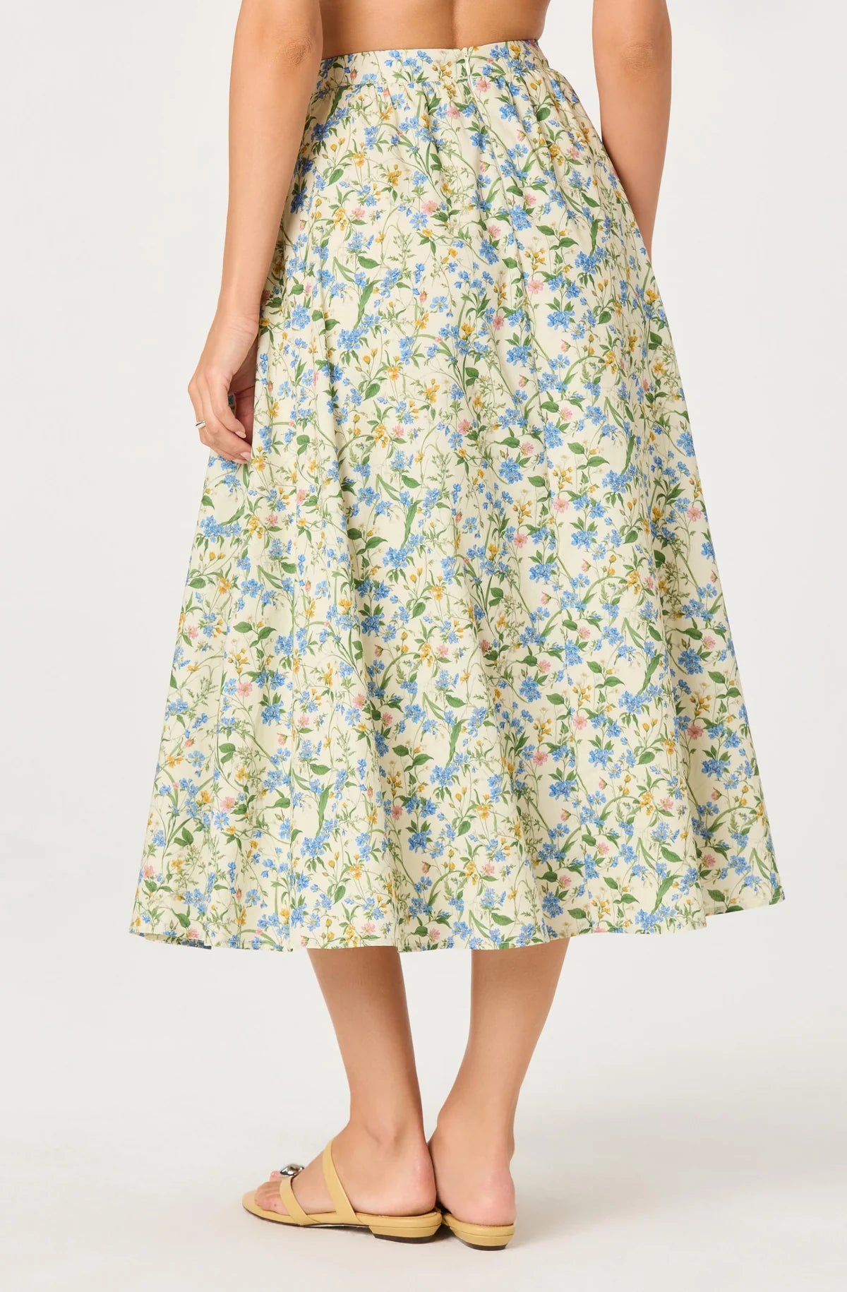 Wylda Floral Gathered A-Line Midi Skirt — view 4