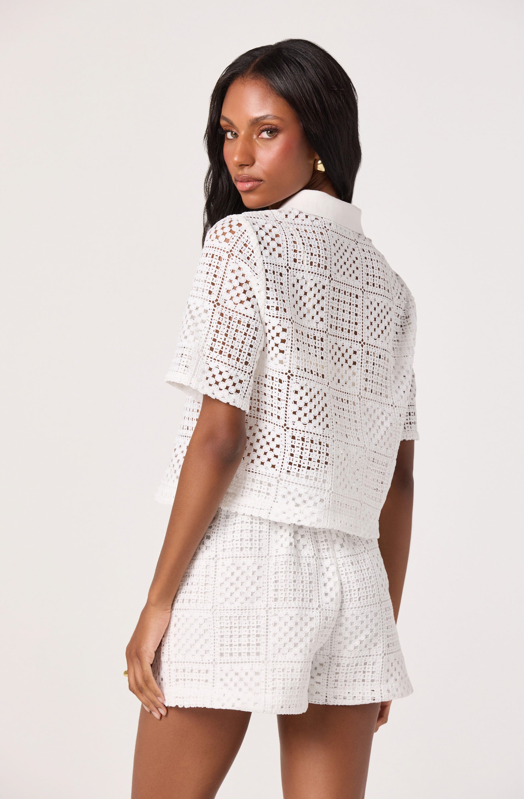 Loren Crochet Button-Up Shirt