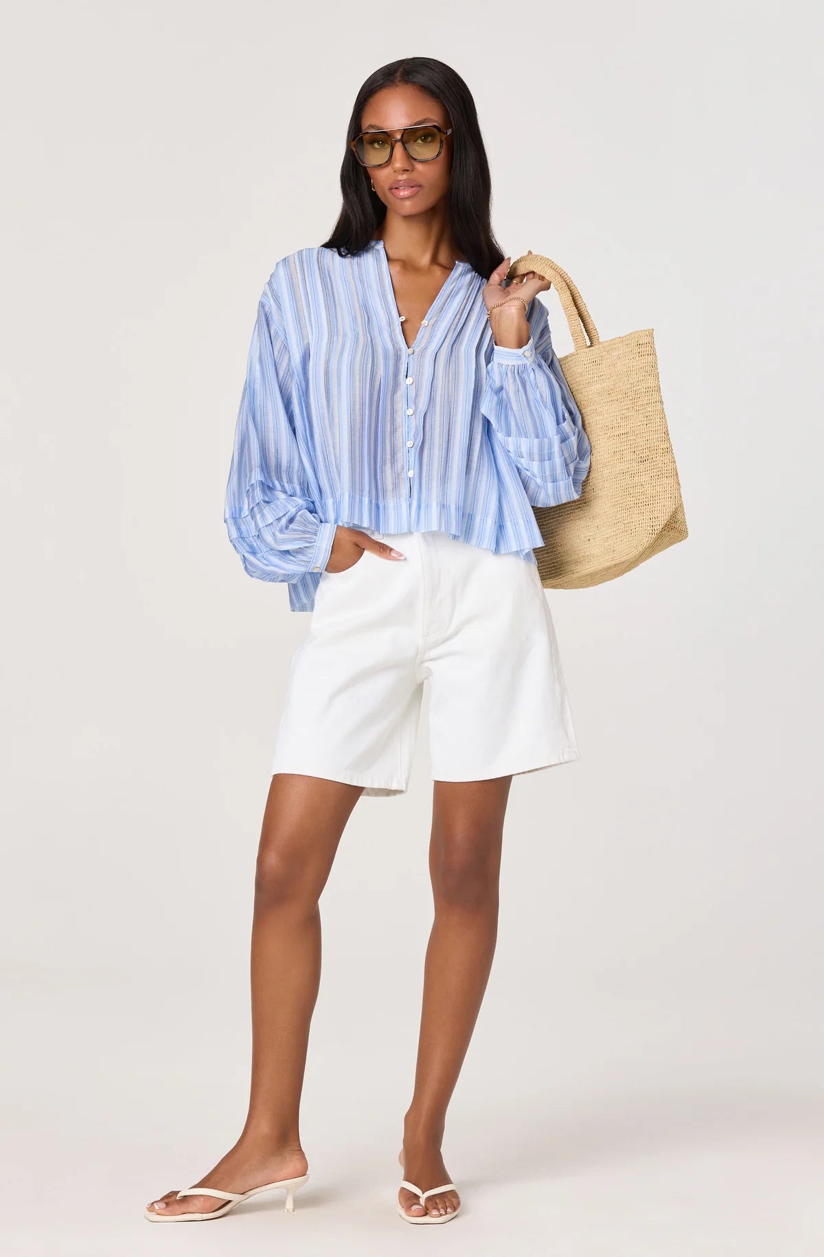 Ericka Top in Blue Stripe — view 3