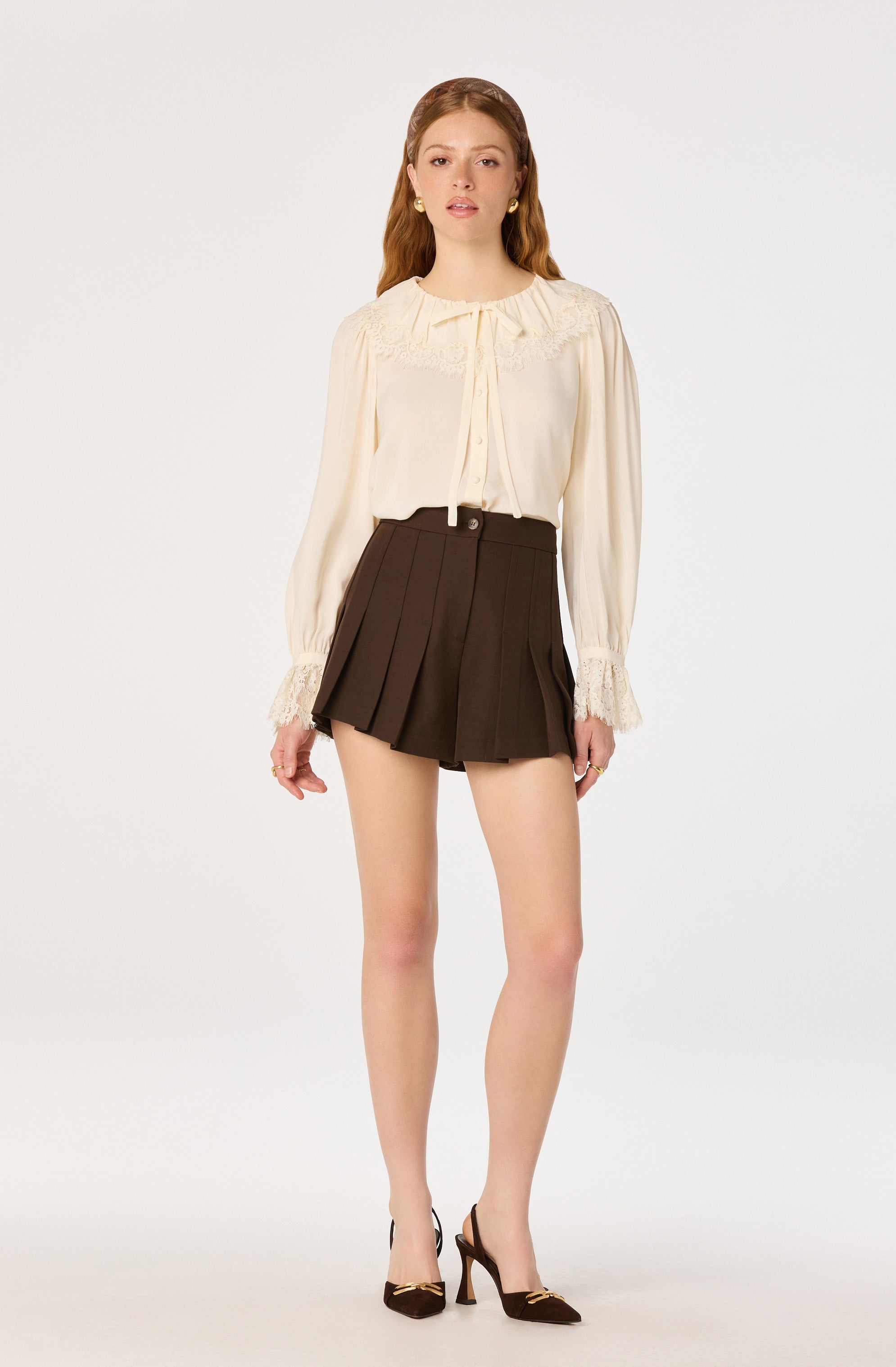 Emberly Lace Trim Blouse in Cream — view 2