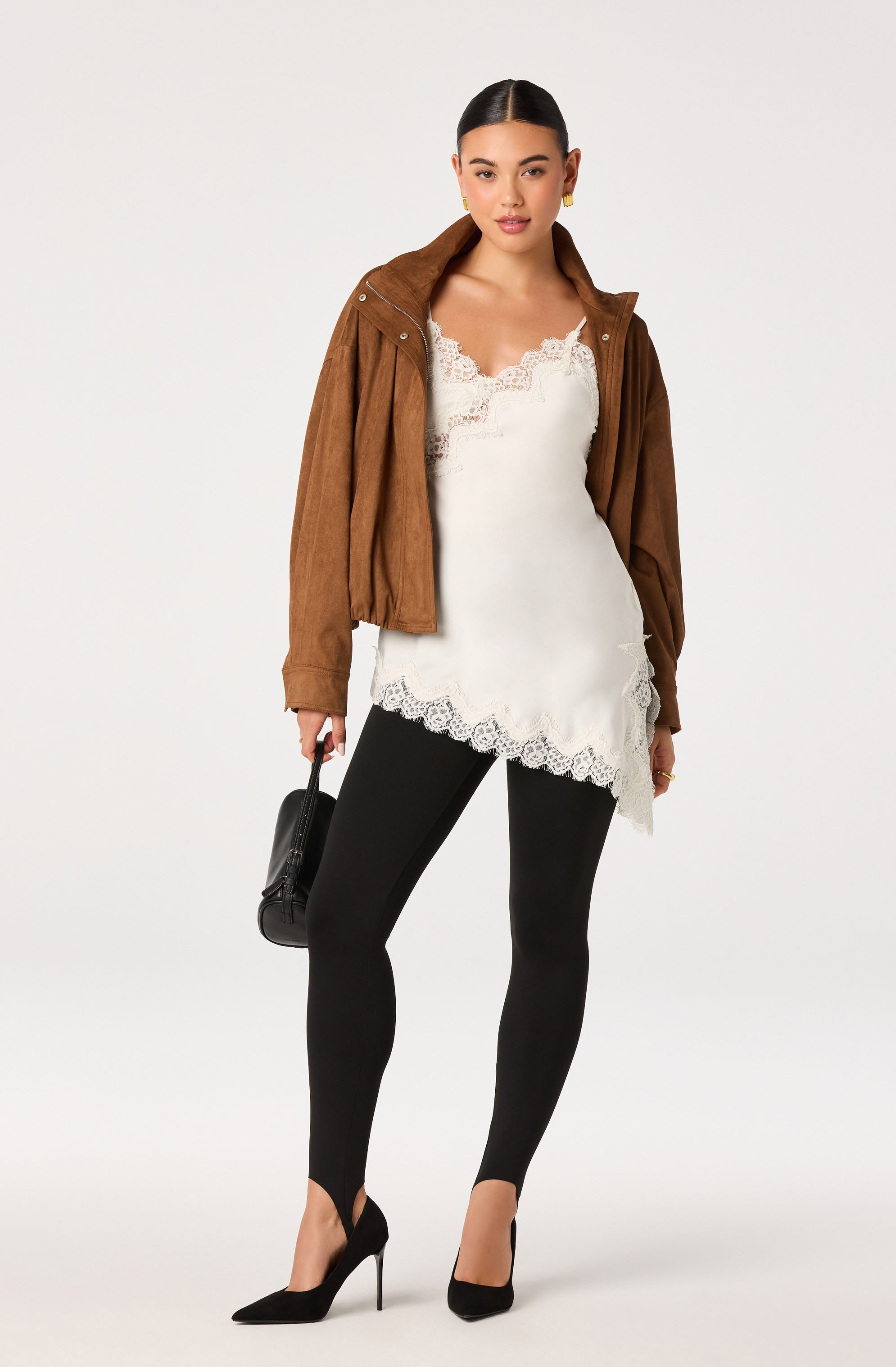 Laura Lace Trim Asymmetric Top in Cream — view 6