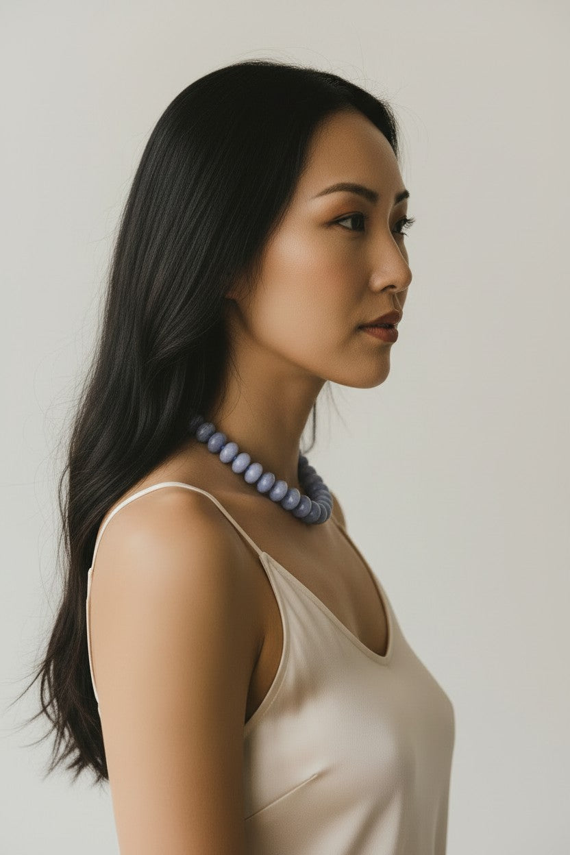 Bailey Chunky Beaded Necklace in Light Blue