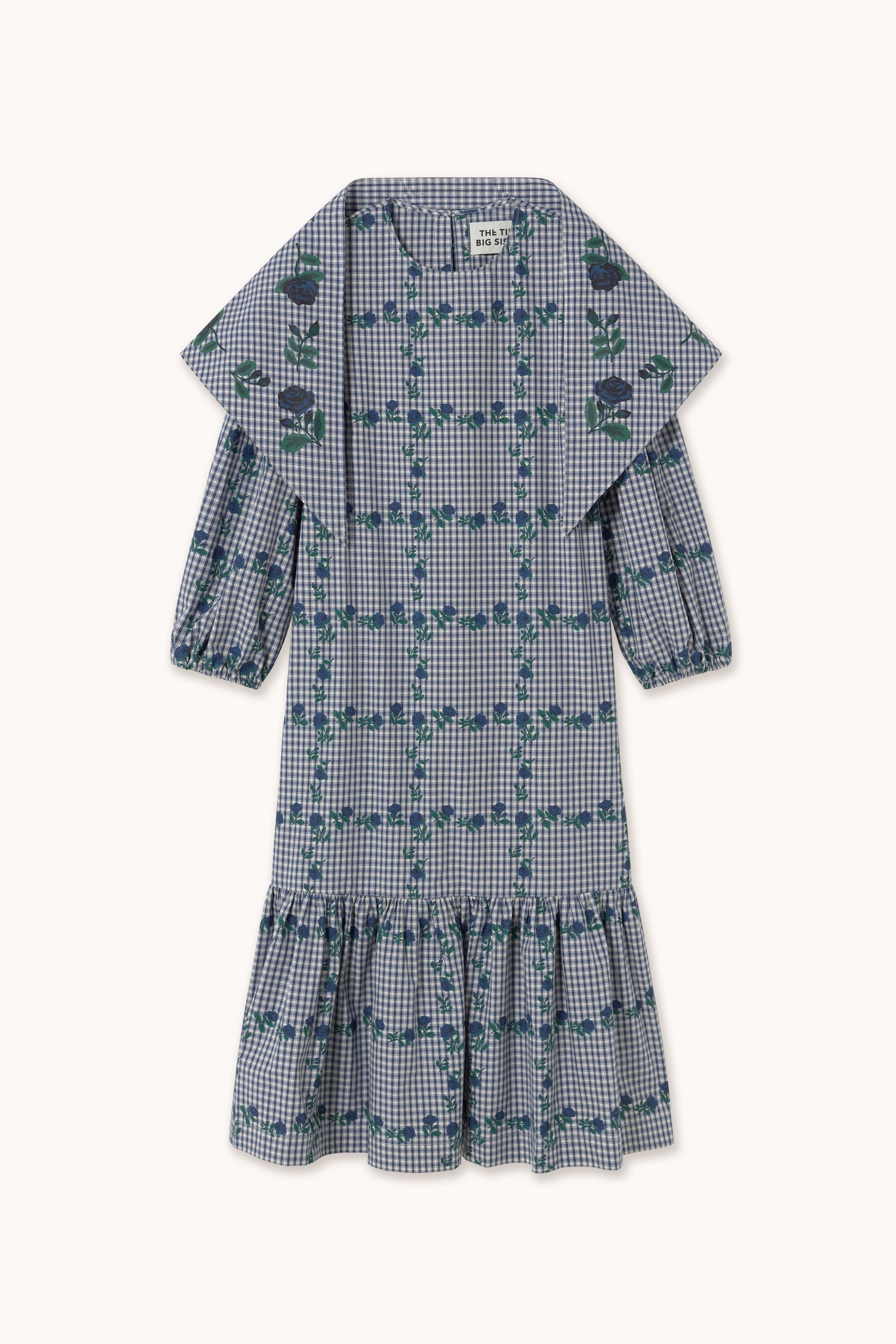 Tinycottons Roses Bandana Dress in Light Navy — view 1