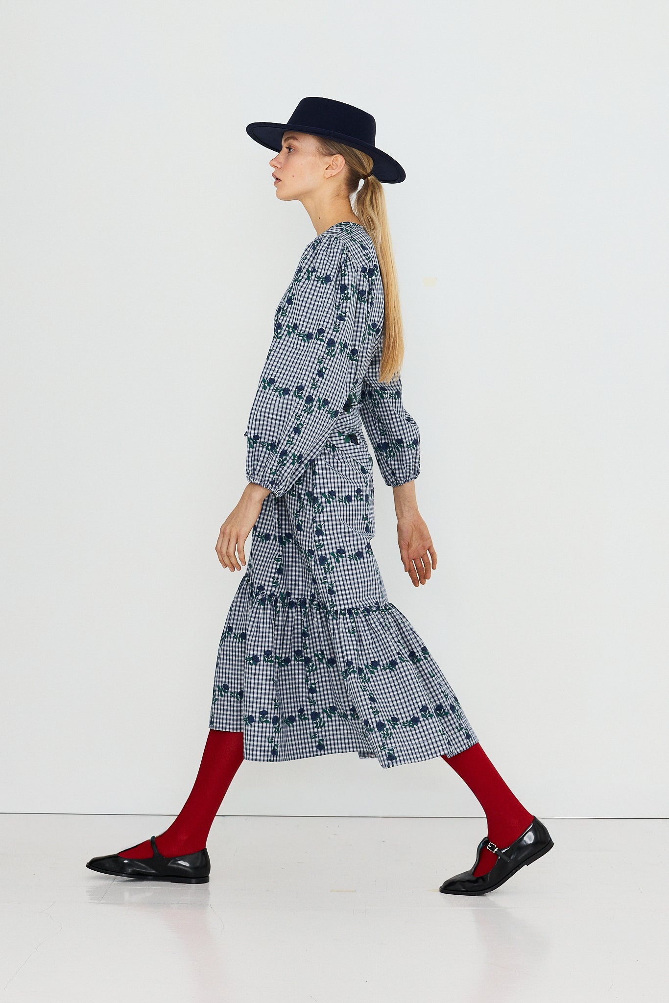 Tinycottons Roses Bandana Dress in Light Navy — view 6