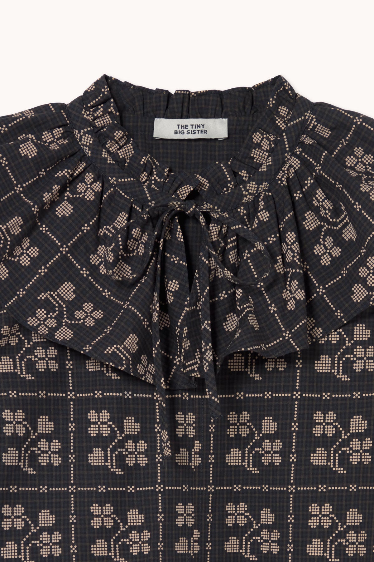 Dots Flowers Puff Sleeves Blouse in Navy — view 3