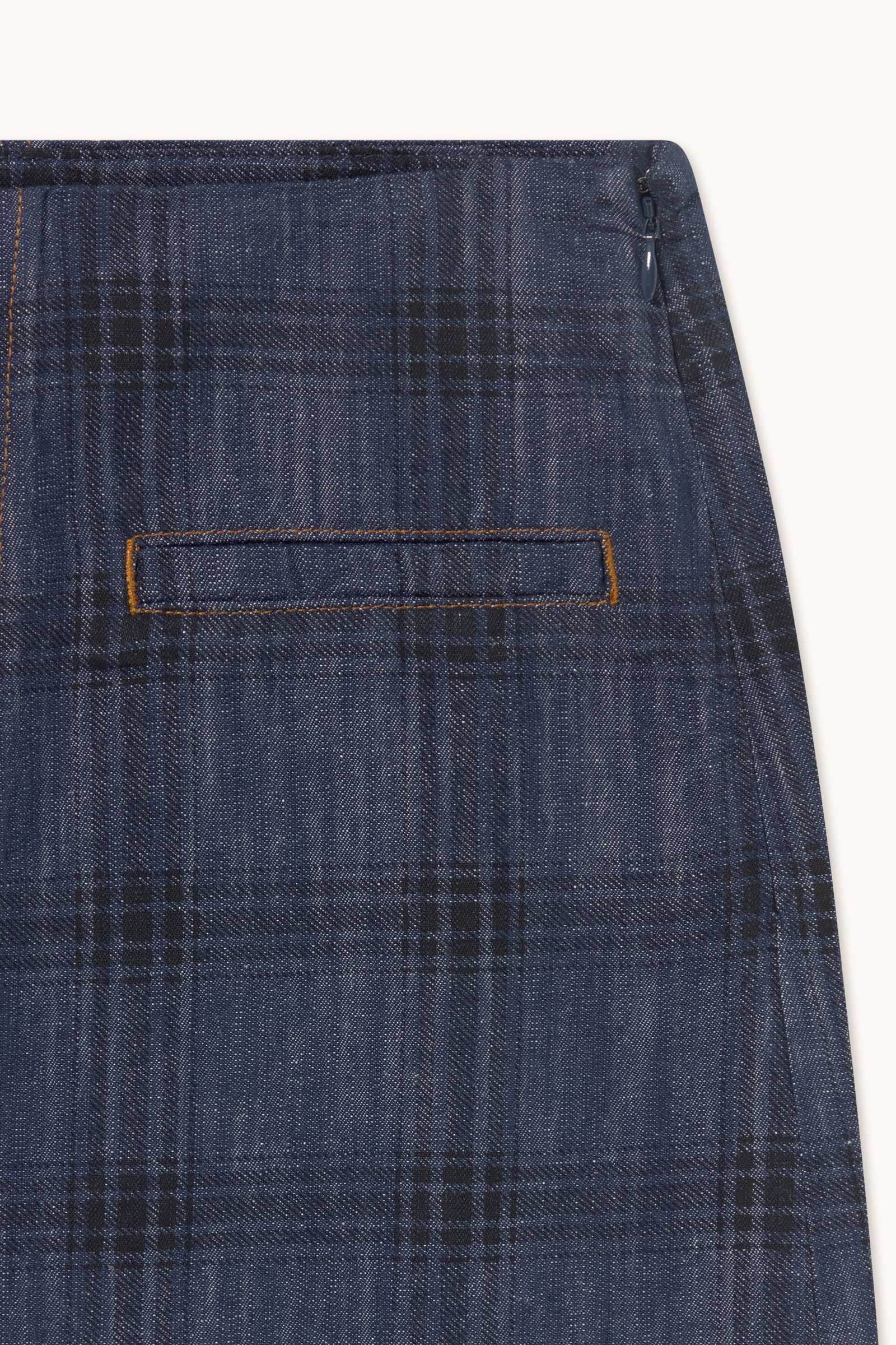 Tinycottons Check Denim Mini Skirt in Light Navy — view 2