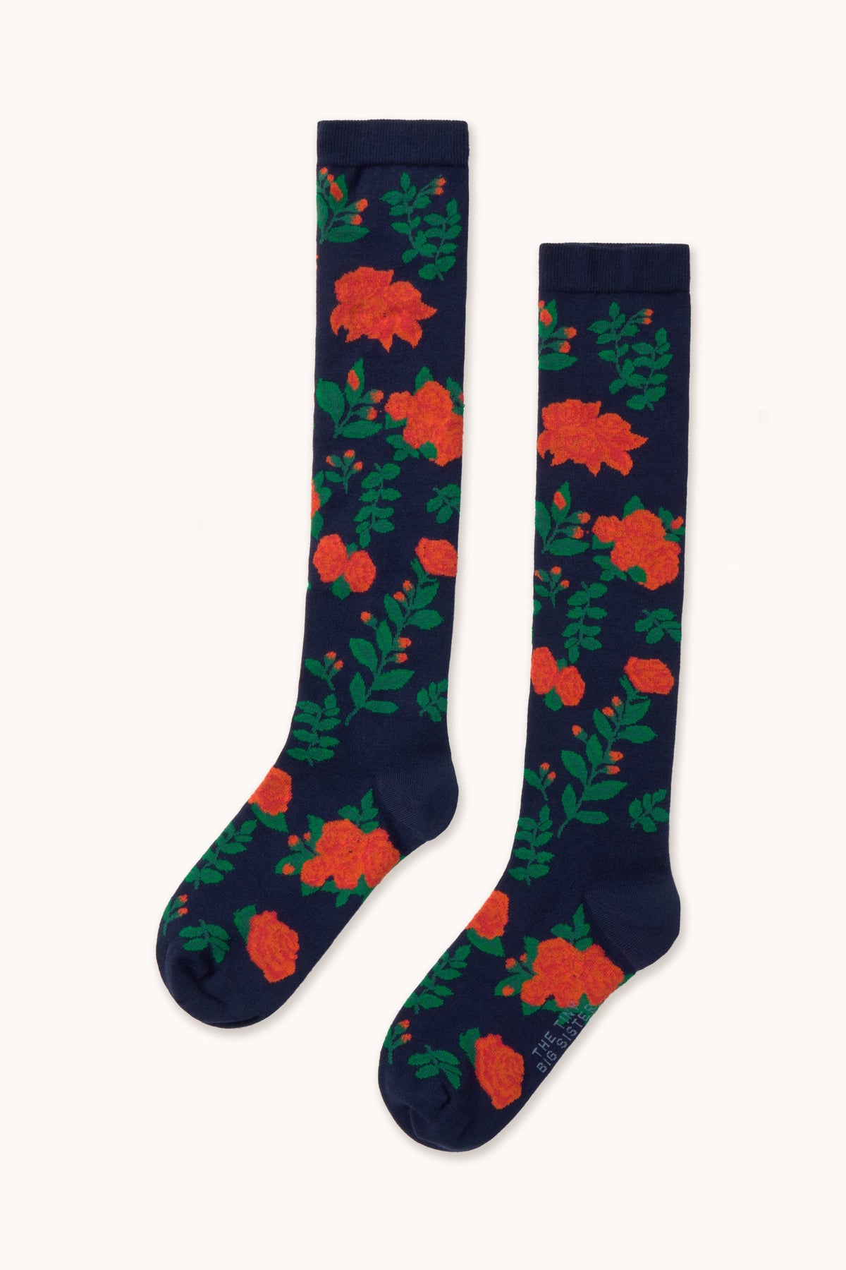 The Tiny Big Sister Roses Long Socks in Navy - view 1