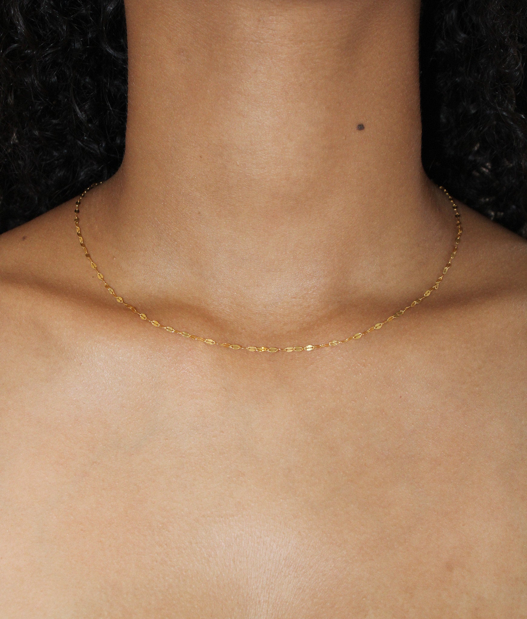 14k Gold Mini Mirror Chain — front view