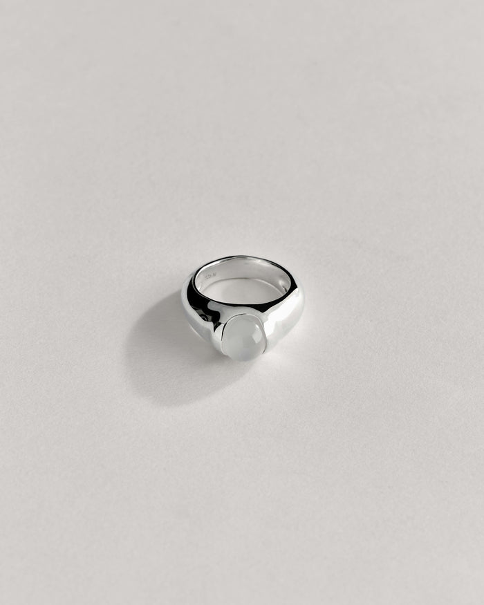 Rolling Stone Ring- Silver & Frosted Quartz