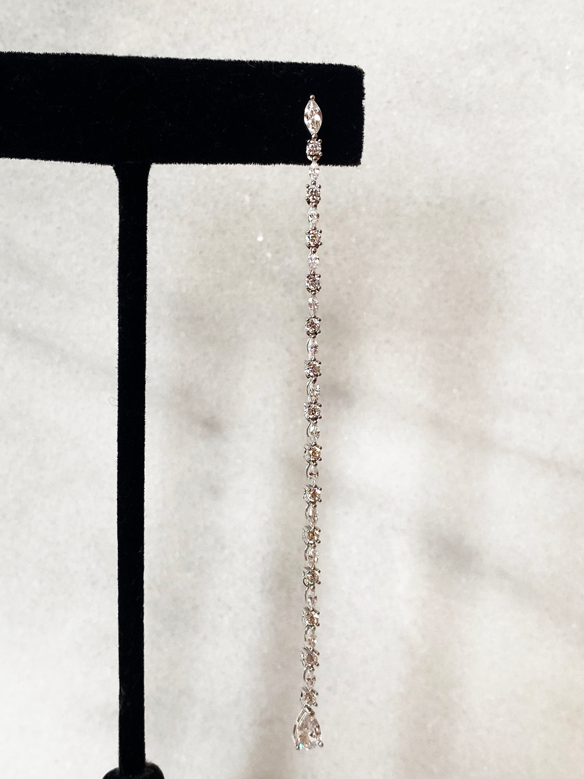 Long Crystal Drop Chain Studs