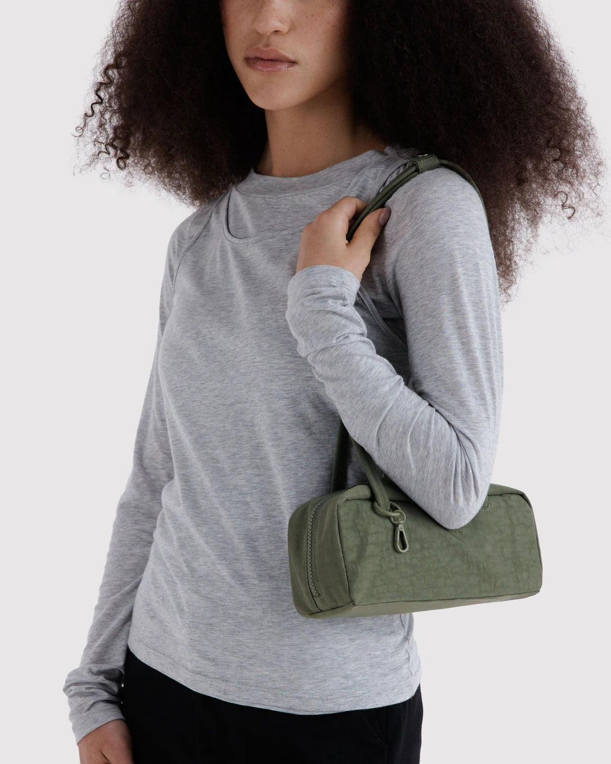 Small Nylon Bowler Bag in Caper