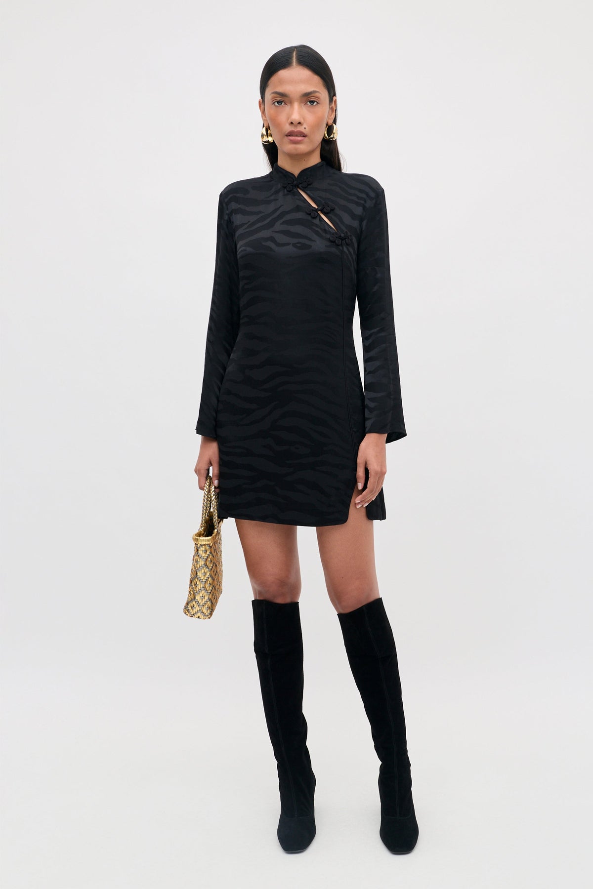 Brooklyn Dress in Cooper Jacquard Black — view 2
