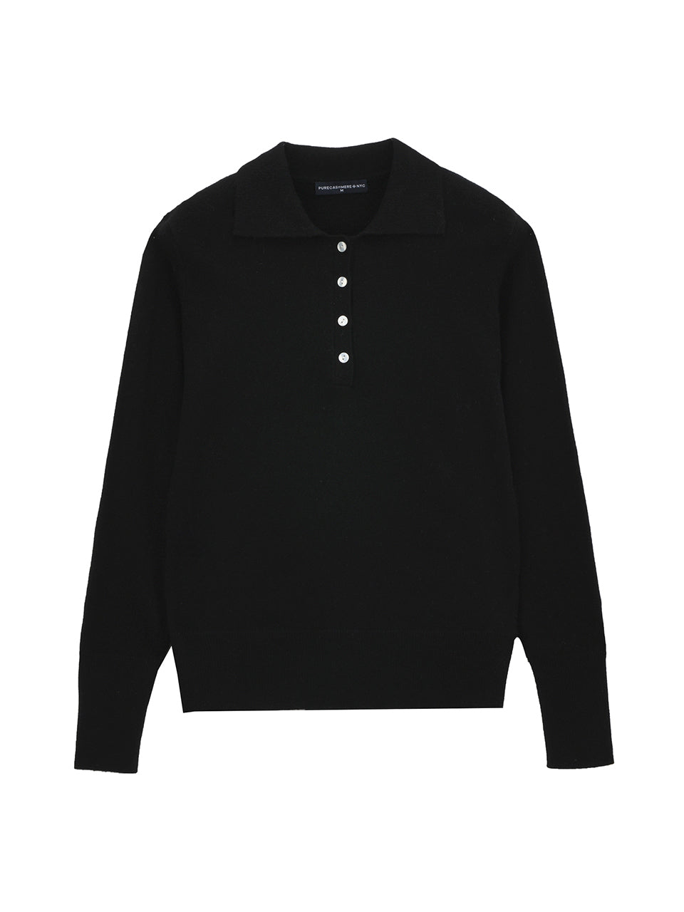 Classic Polo Sweater in Black — view 3