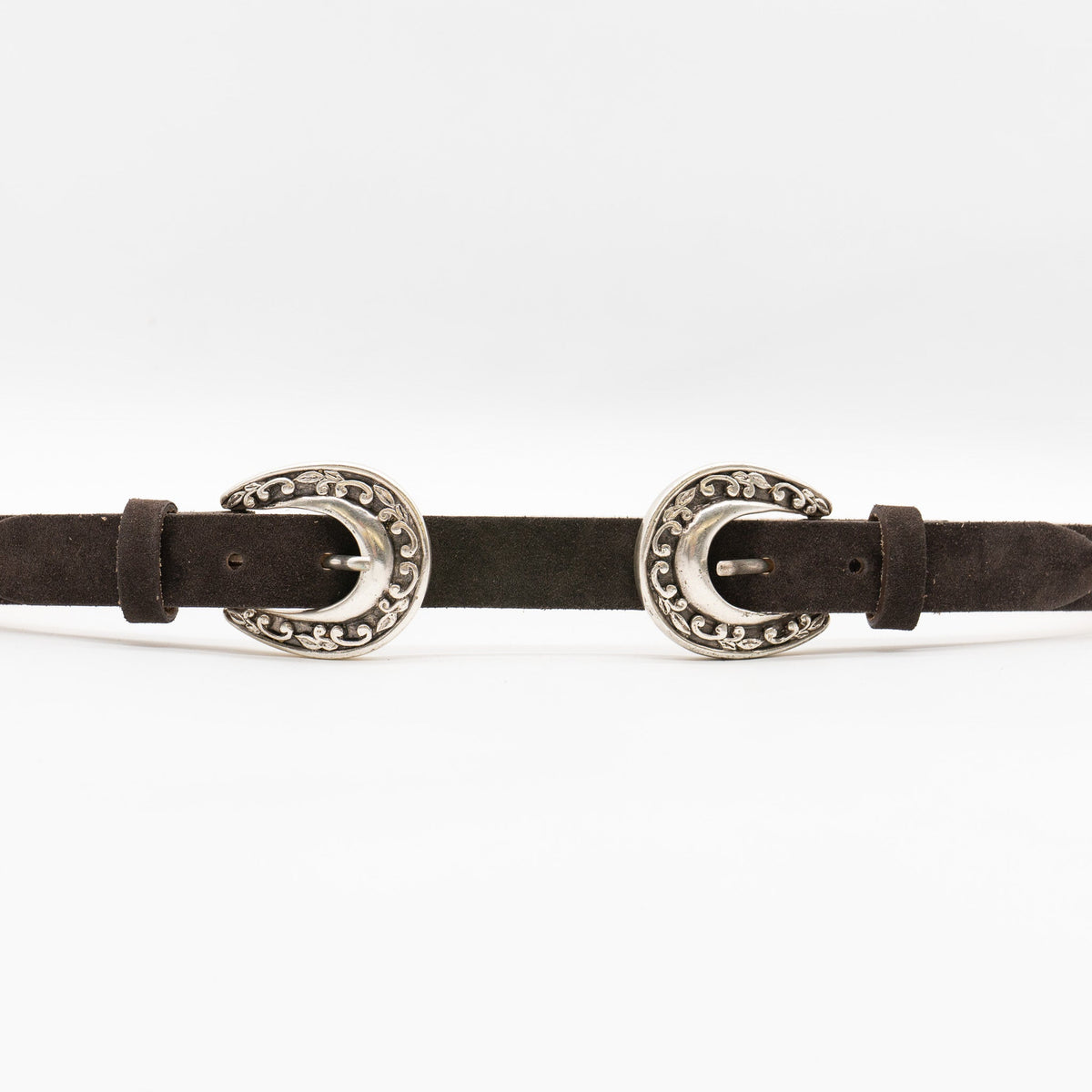 Birdie Double Buckle Belt in Coffee — buckle