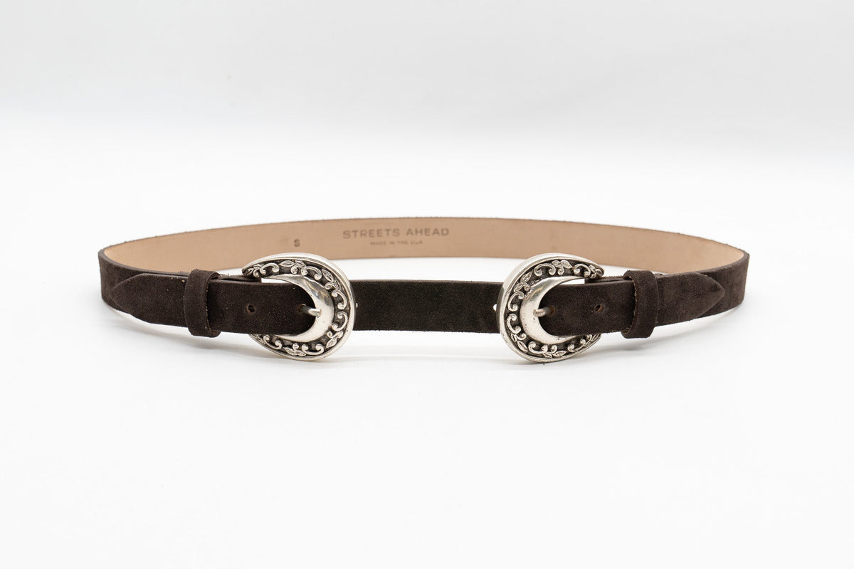 Birdie Double Buckle Belt in Coffee — view 3