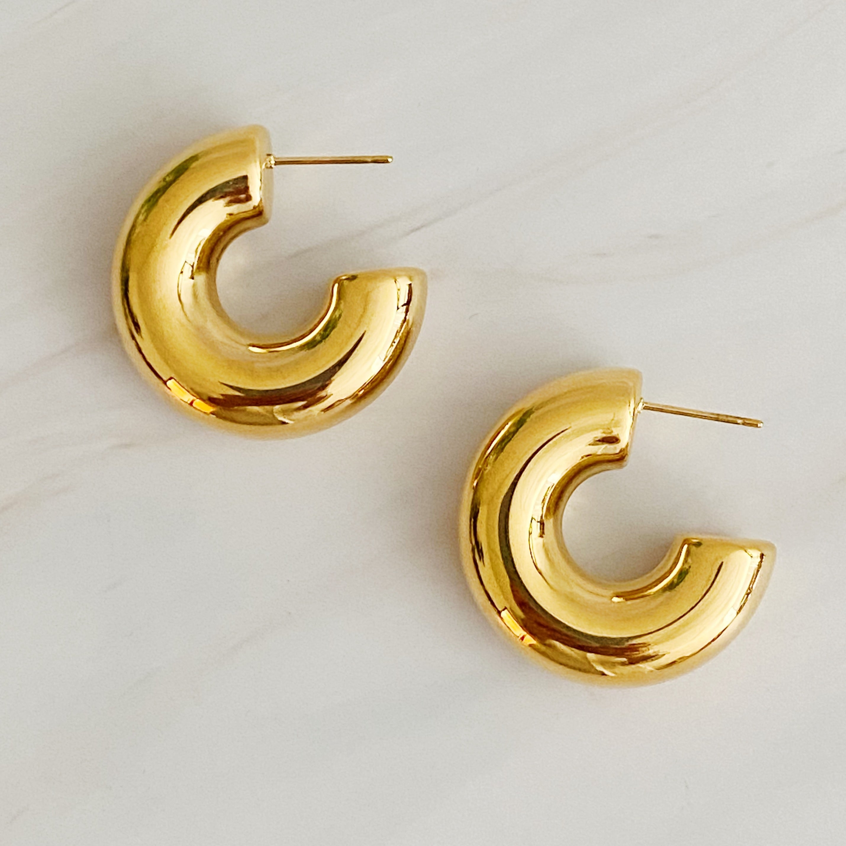 Polished Hollow Daily Hoop Earrings — view 3