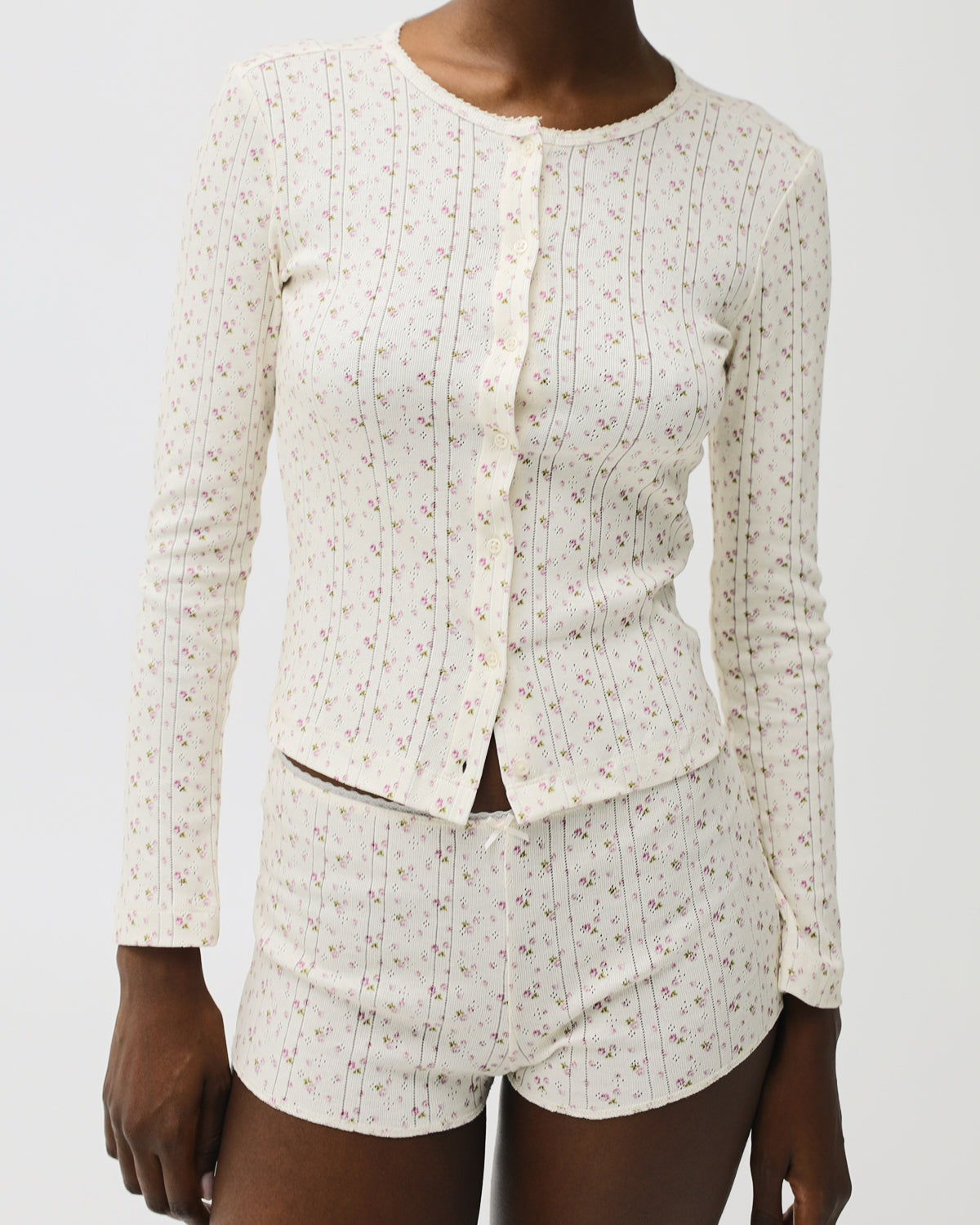 The Cardigan in English Rose Pointelle